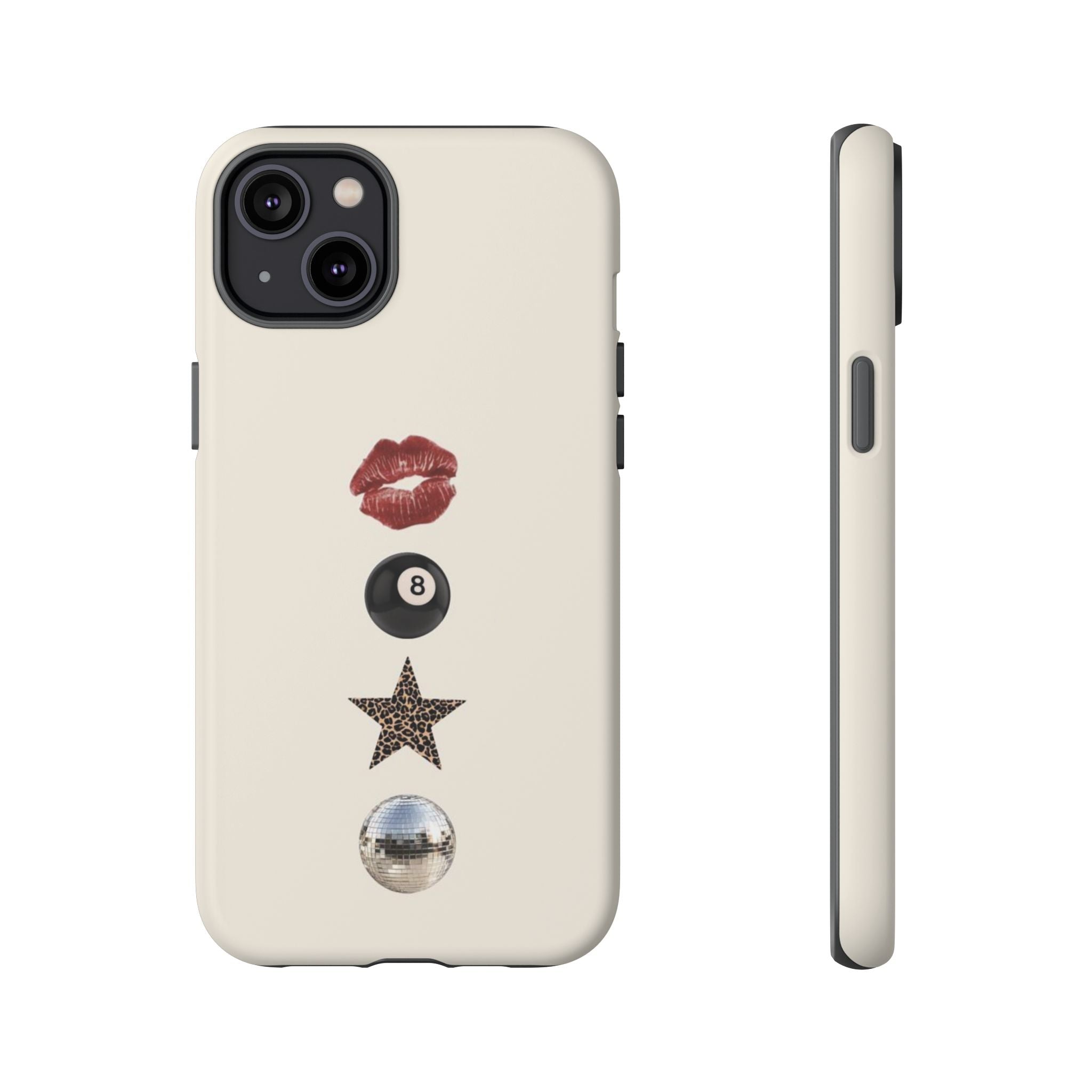 Kiss 8-Ball Star iPhone Case – Trendy Minimalist Protective Cover