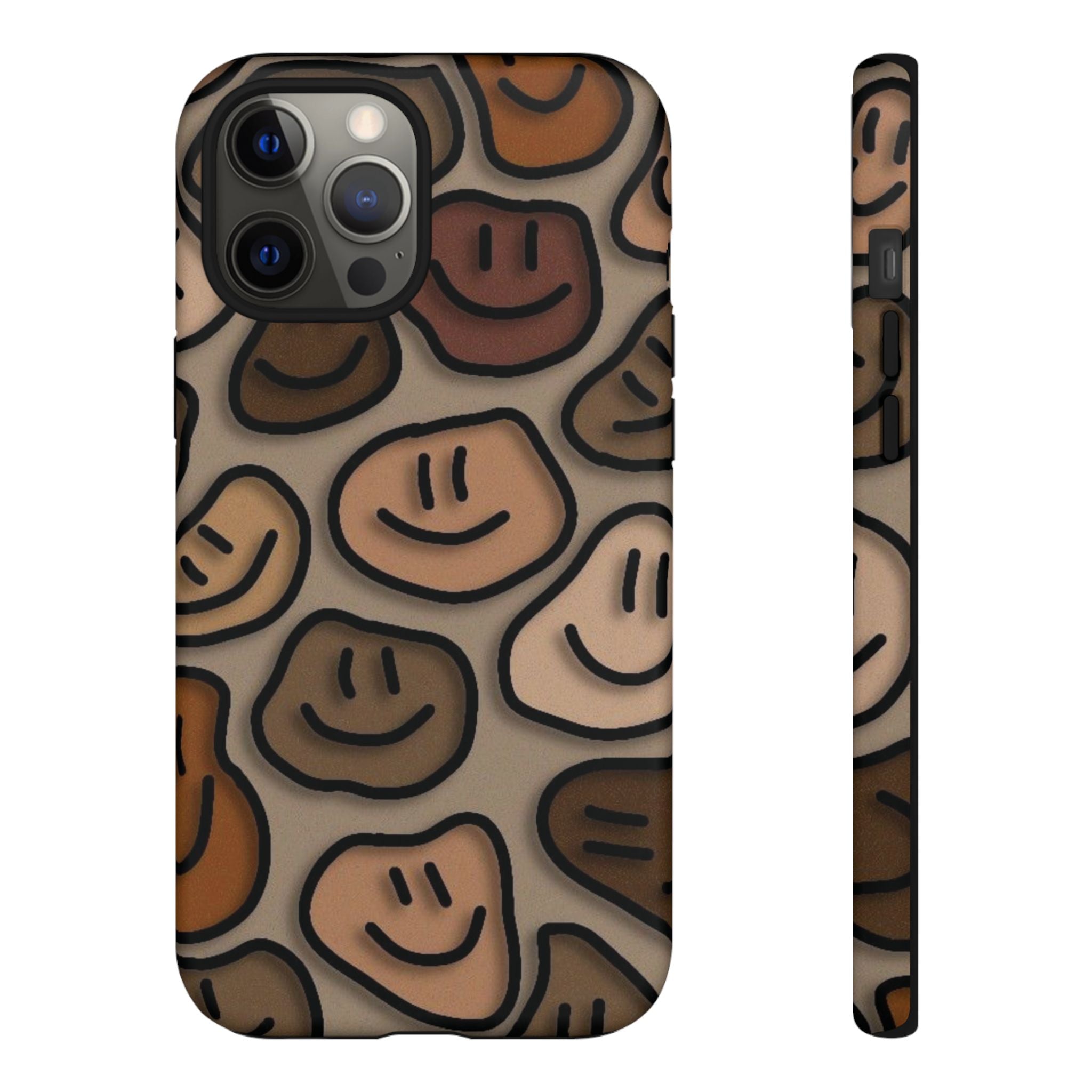 Smiley Faces iPhone Case — Neutral Brown Diverse Smiles Protective Cover