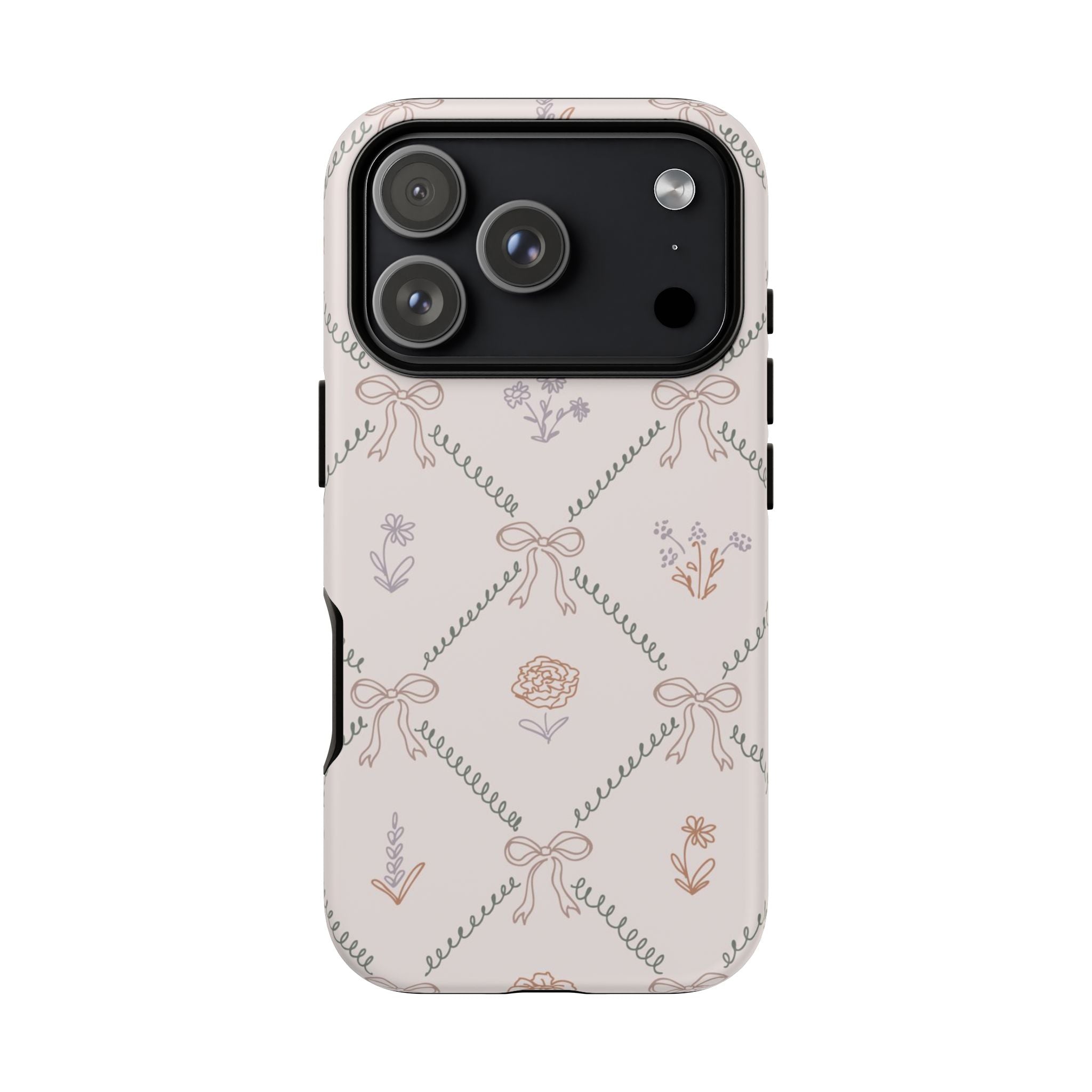 Floral Bow Pattern Tough iPhone Case