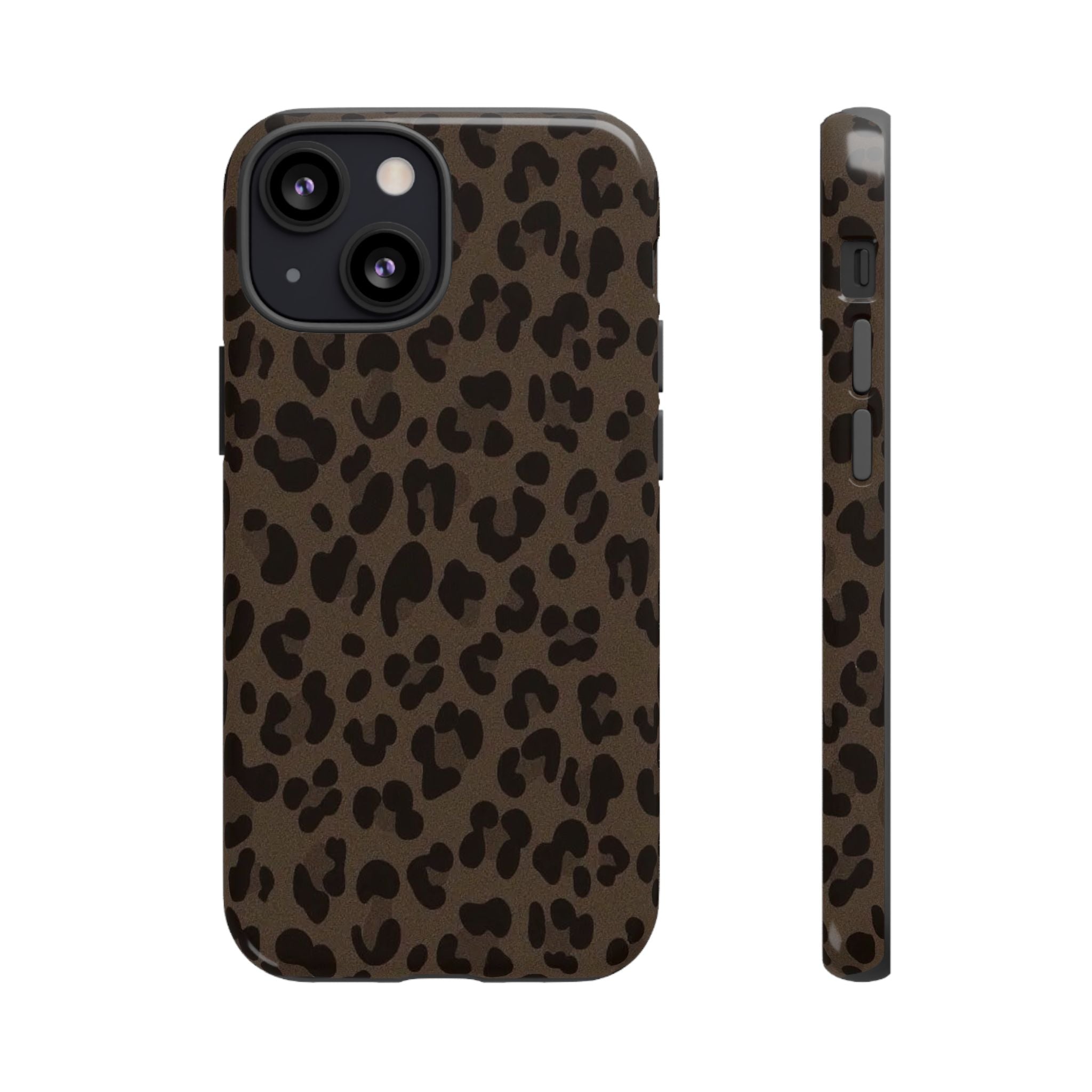 Leopard Print Tough iPhone Case — Durable Brown Animal Pattern Protective Cover