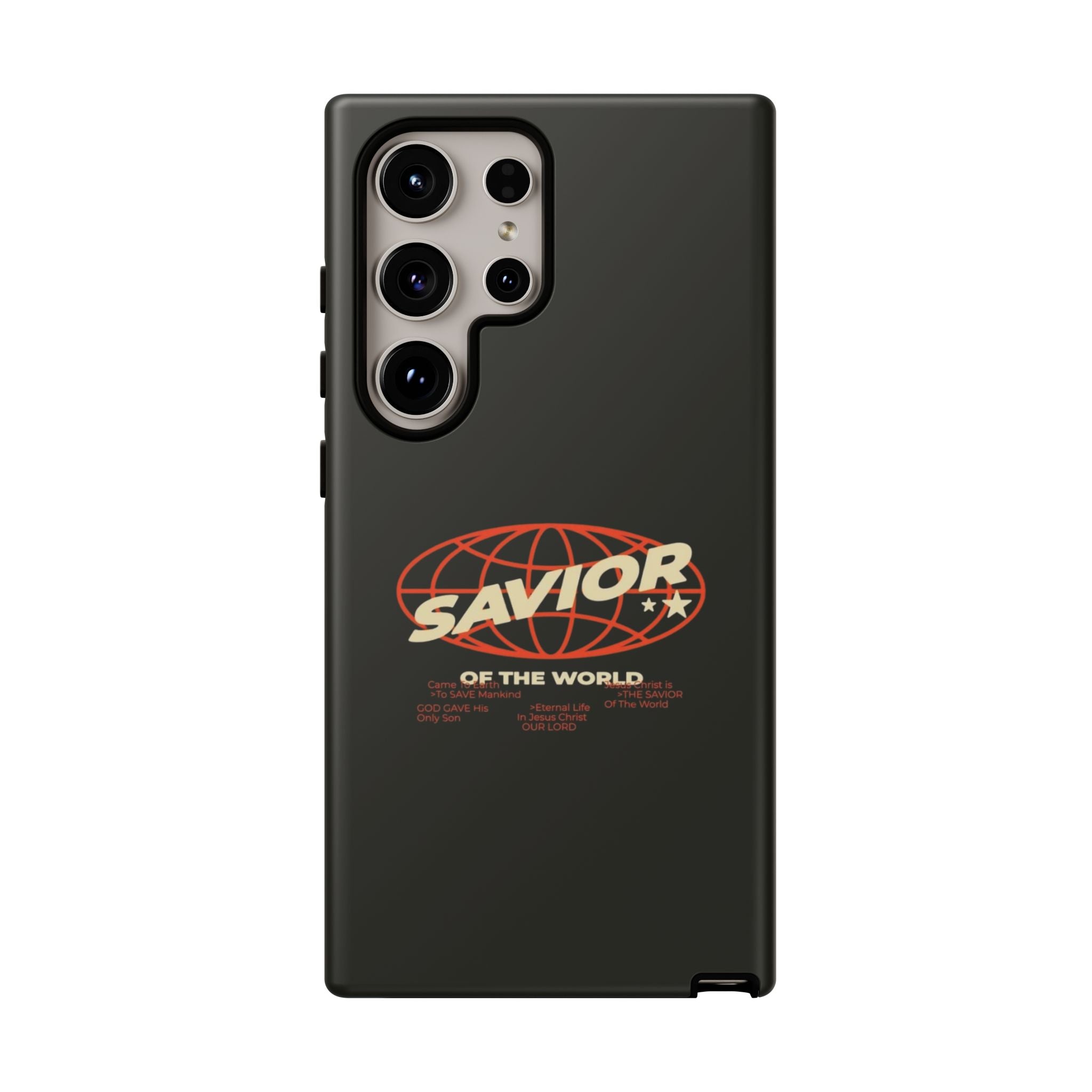 Savior of the World Black Protective Phone Case — Retro Globe Design