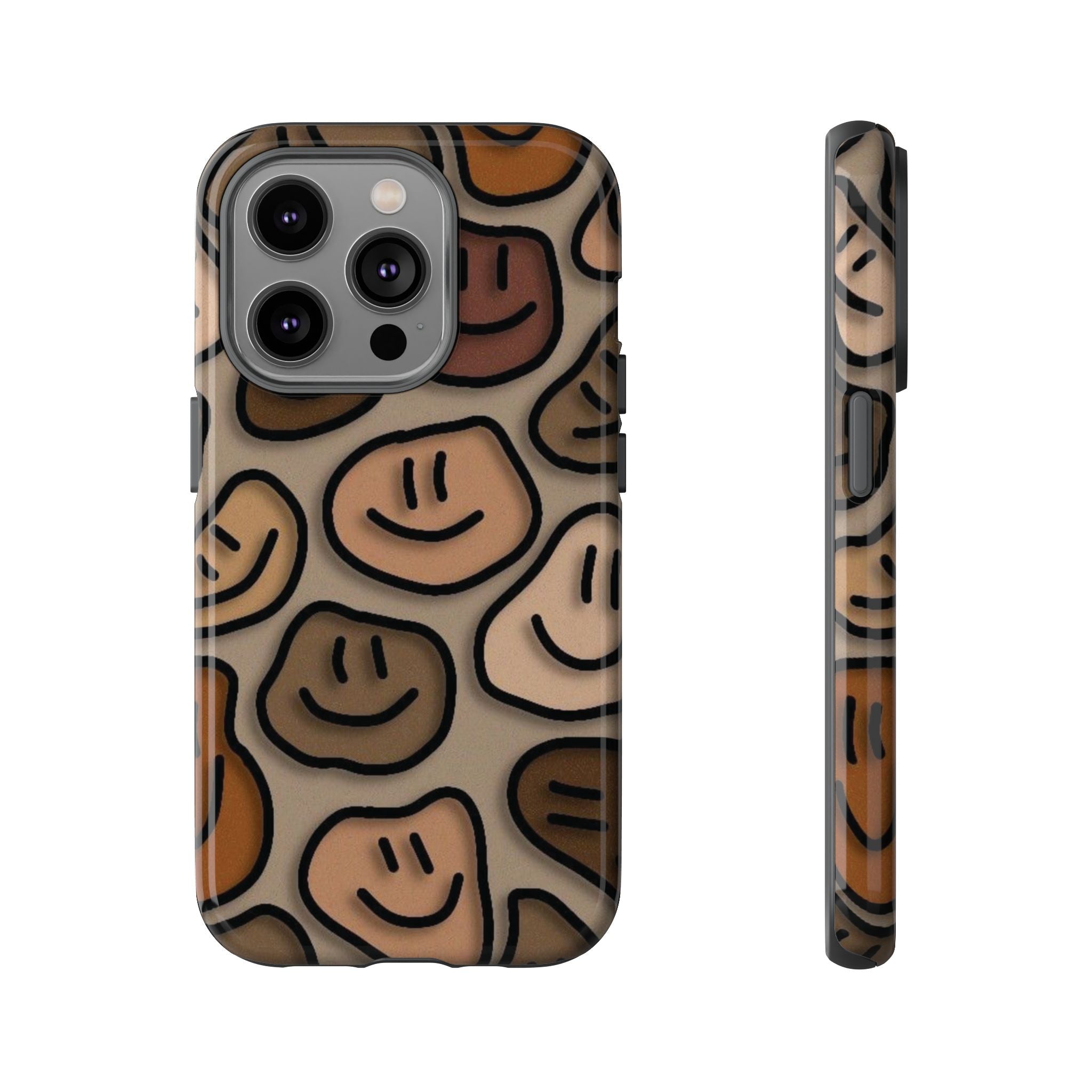 Smiley Faces iPhone Case — Neutral Brown Diverse Smiles Protective Cover