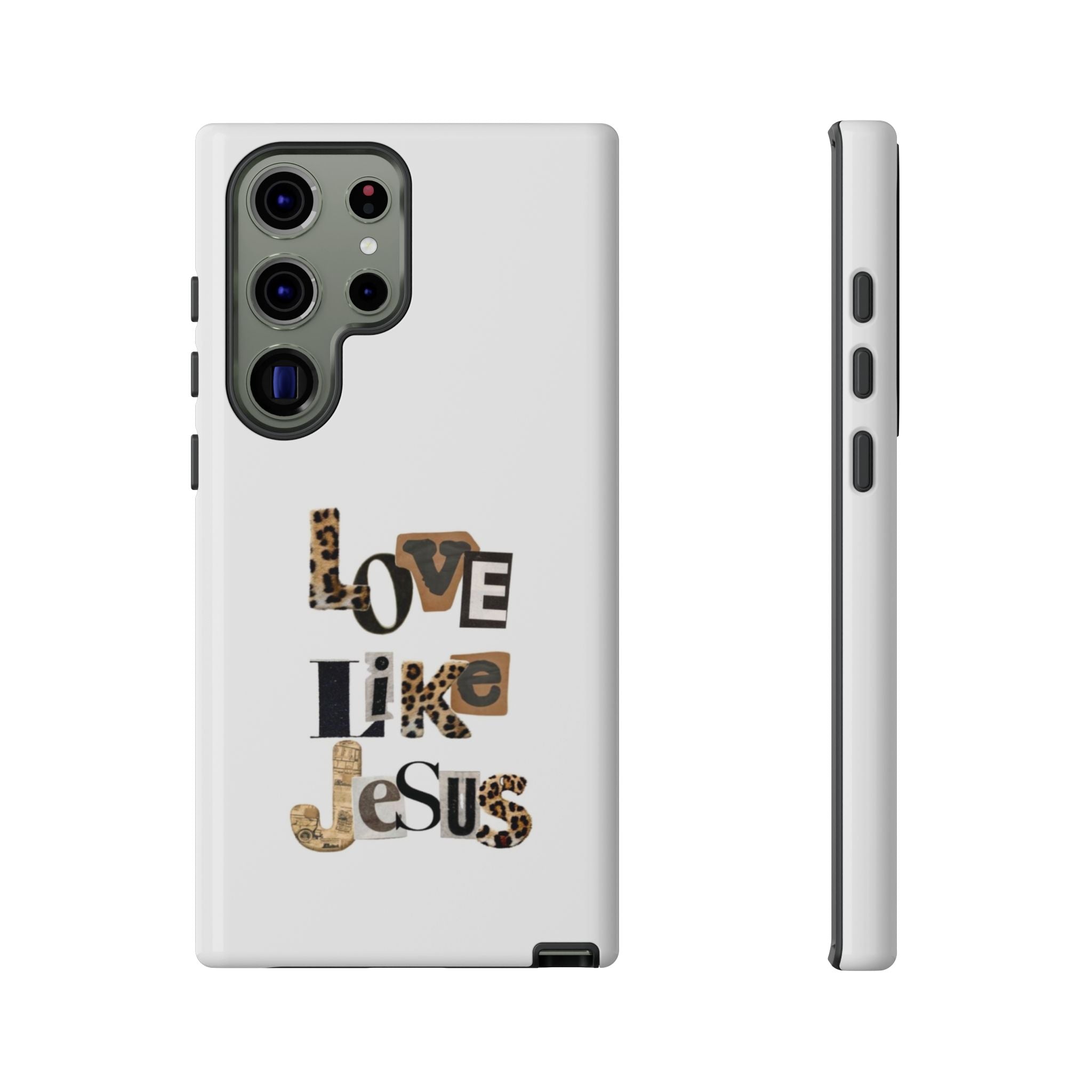 "Love Like Jesus" Leopard Print Christian Tough Phone Case