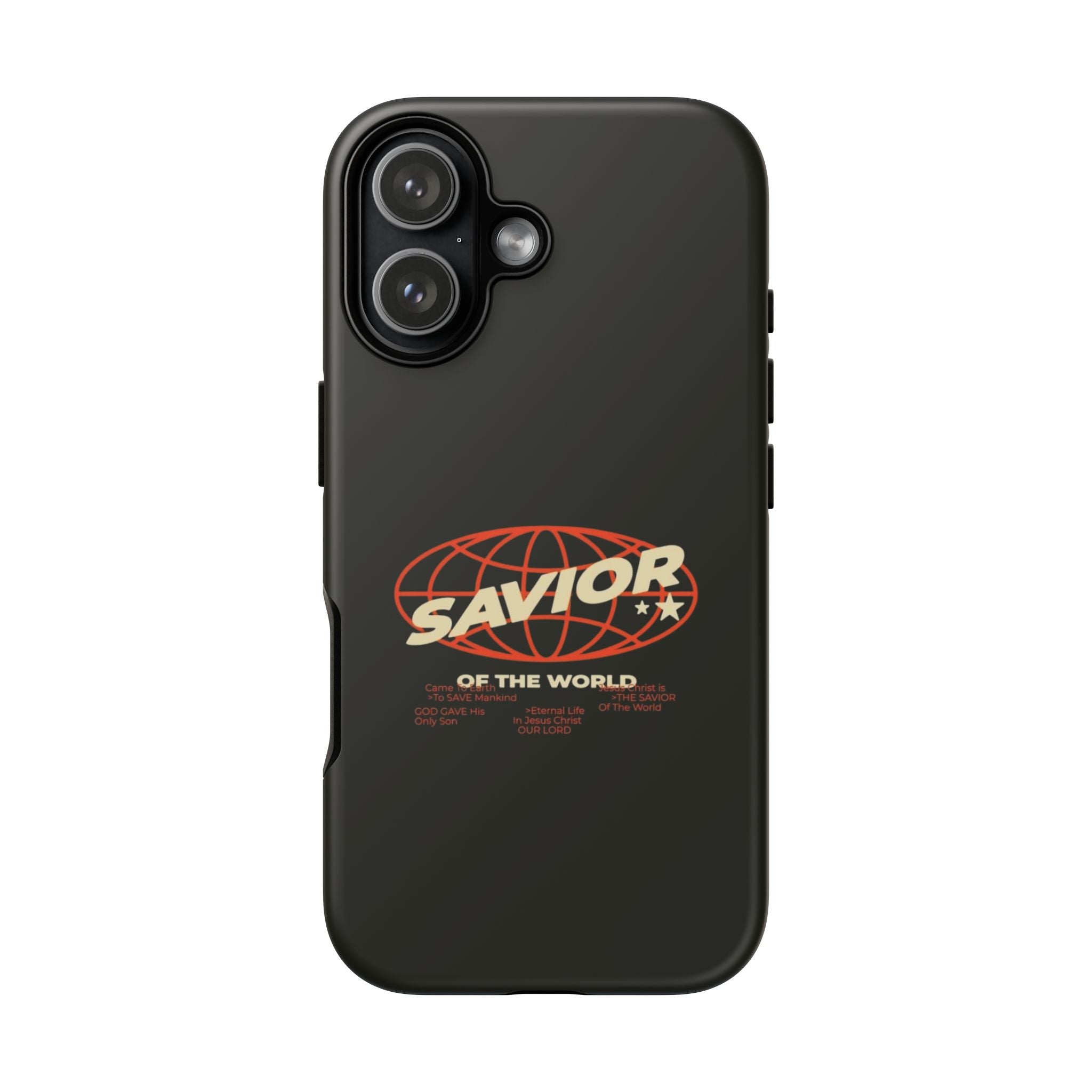 Savior of the World Black Protective Phone Case — Retro Globe Design