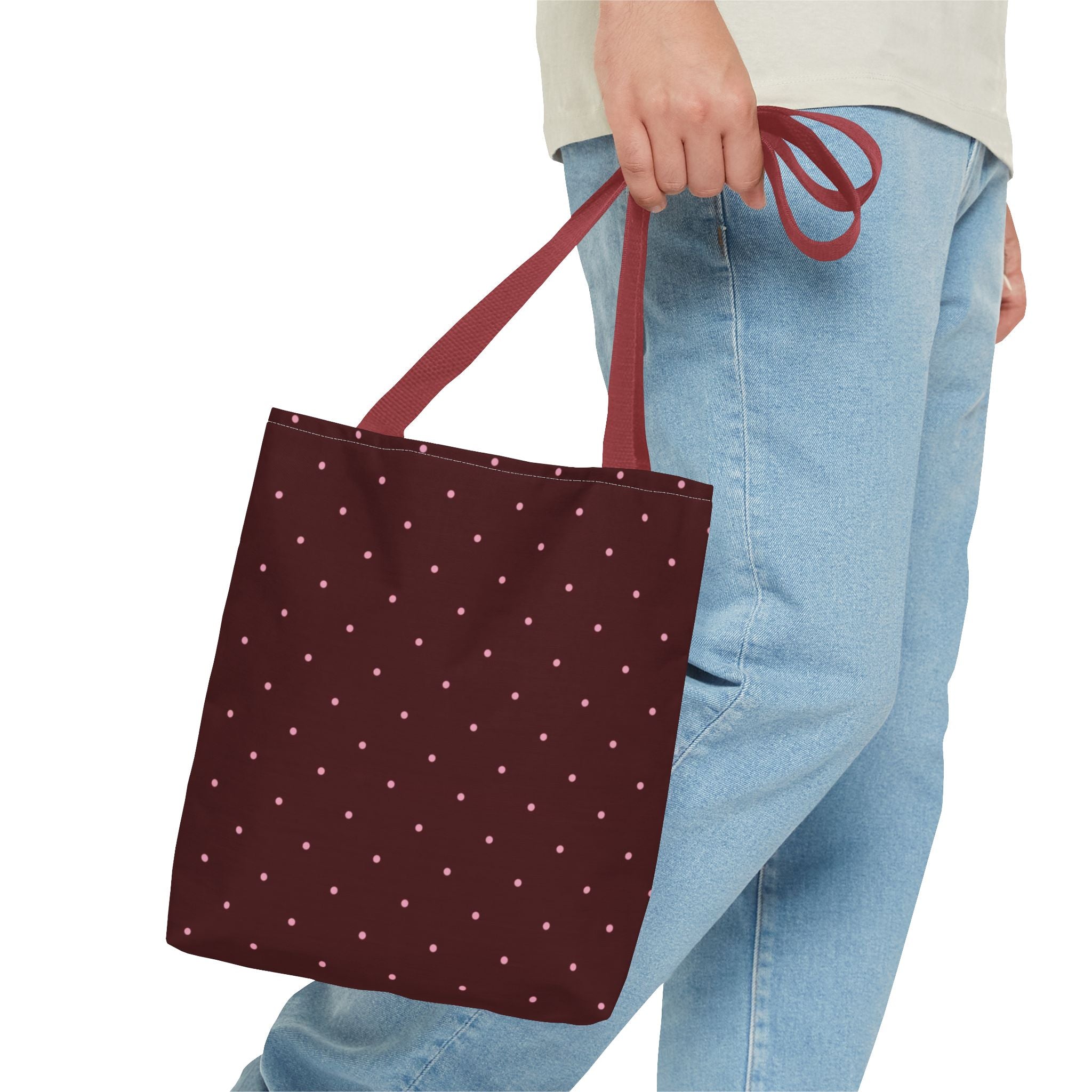 Burgundy Polka Dot Tote Bag