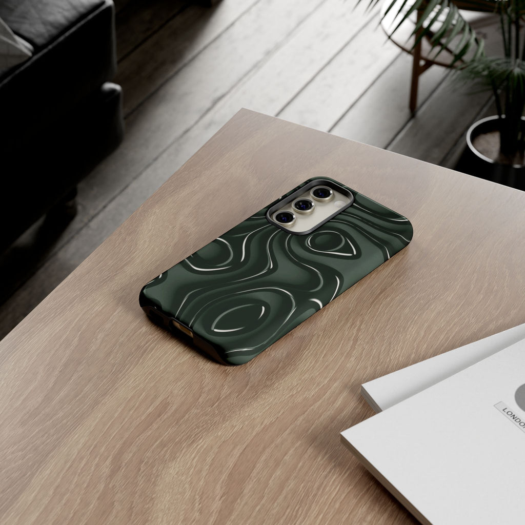 Dark Green Abstract Swirl Tough Phone Case