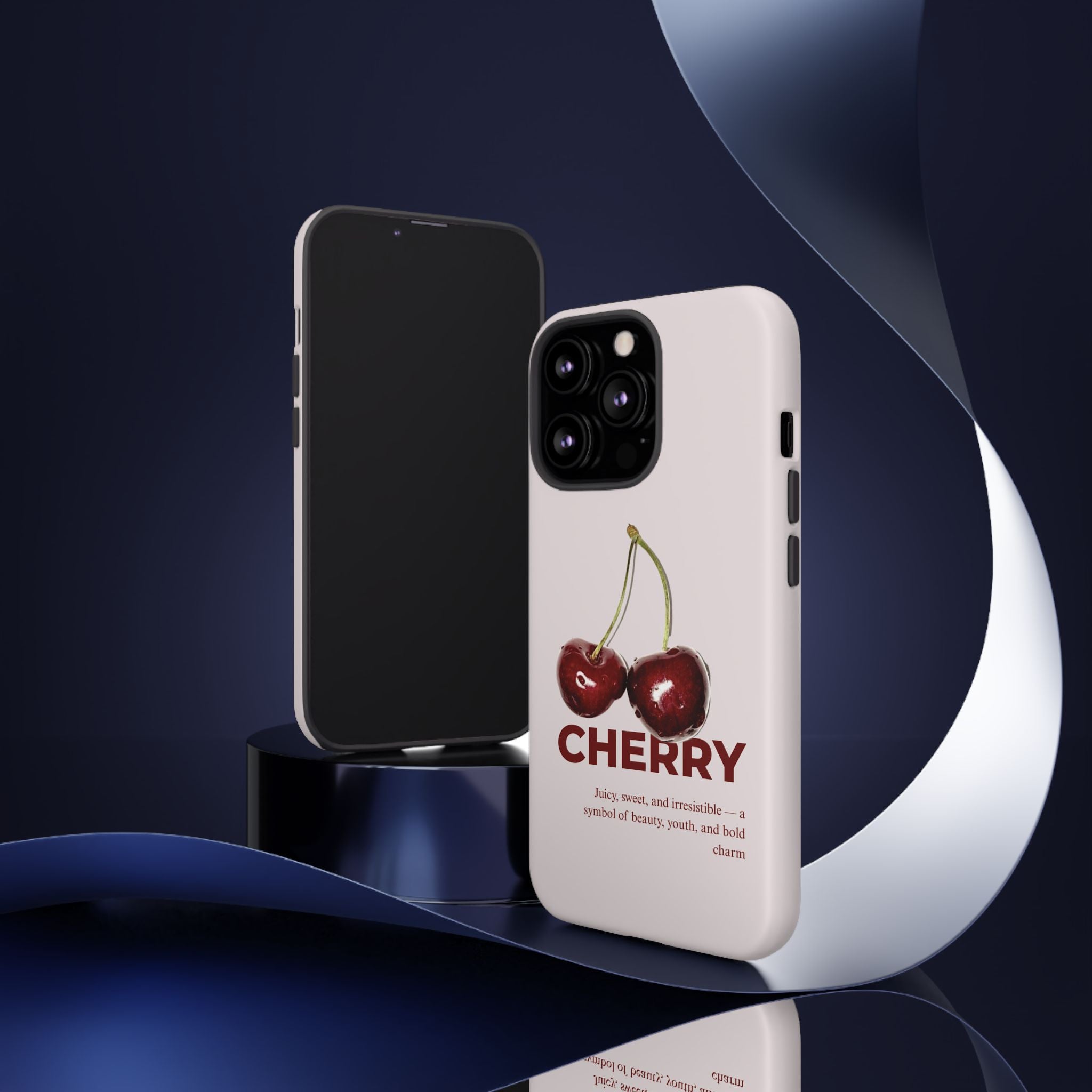 Cherry Vintage iPhone Case — Retro Cherry Illustration with 'CHERRY' Text