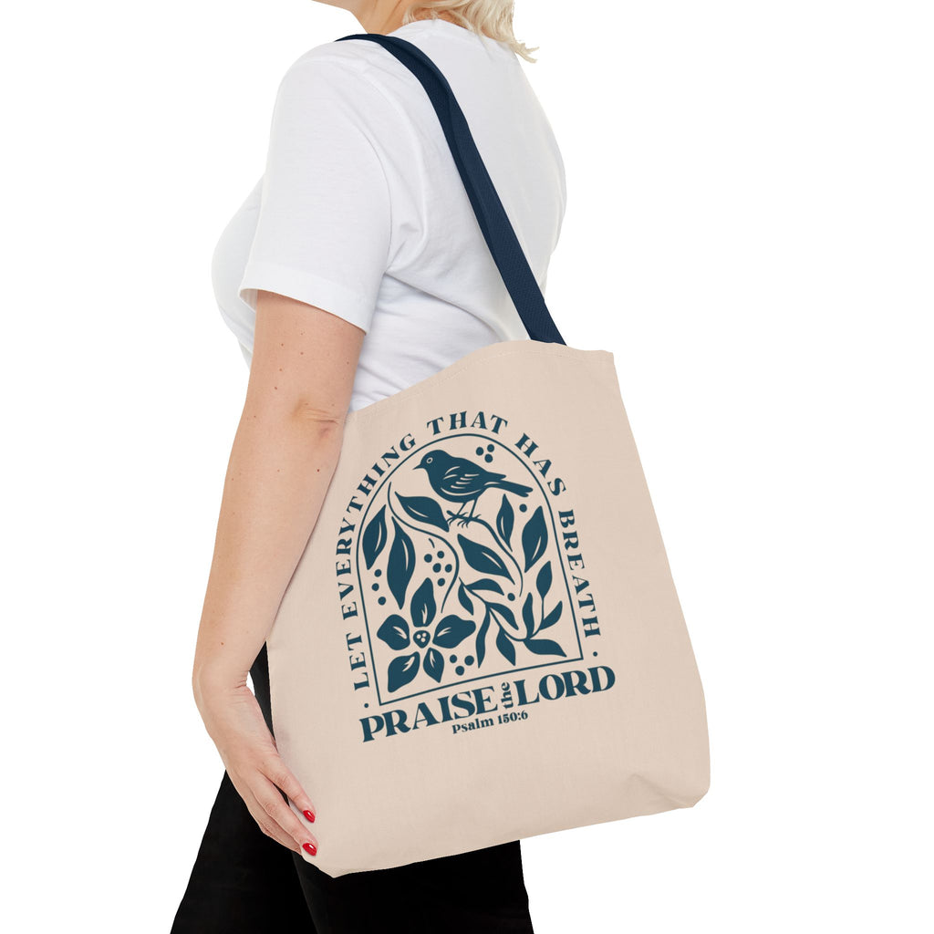 "Praise the Lord" Floral Psalm 150:6 Tote Bag
