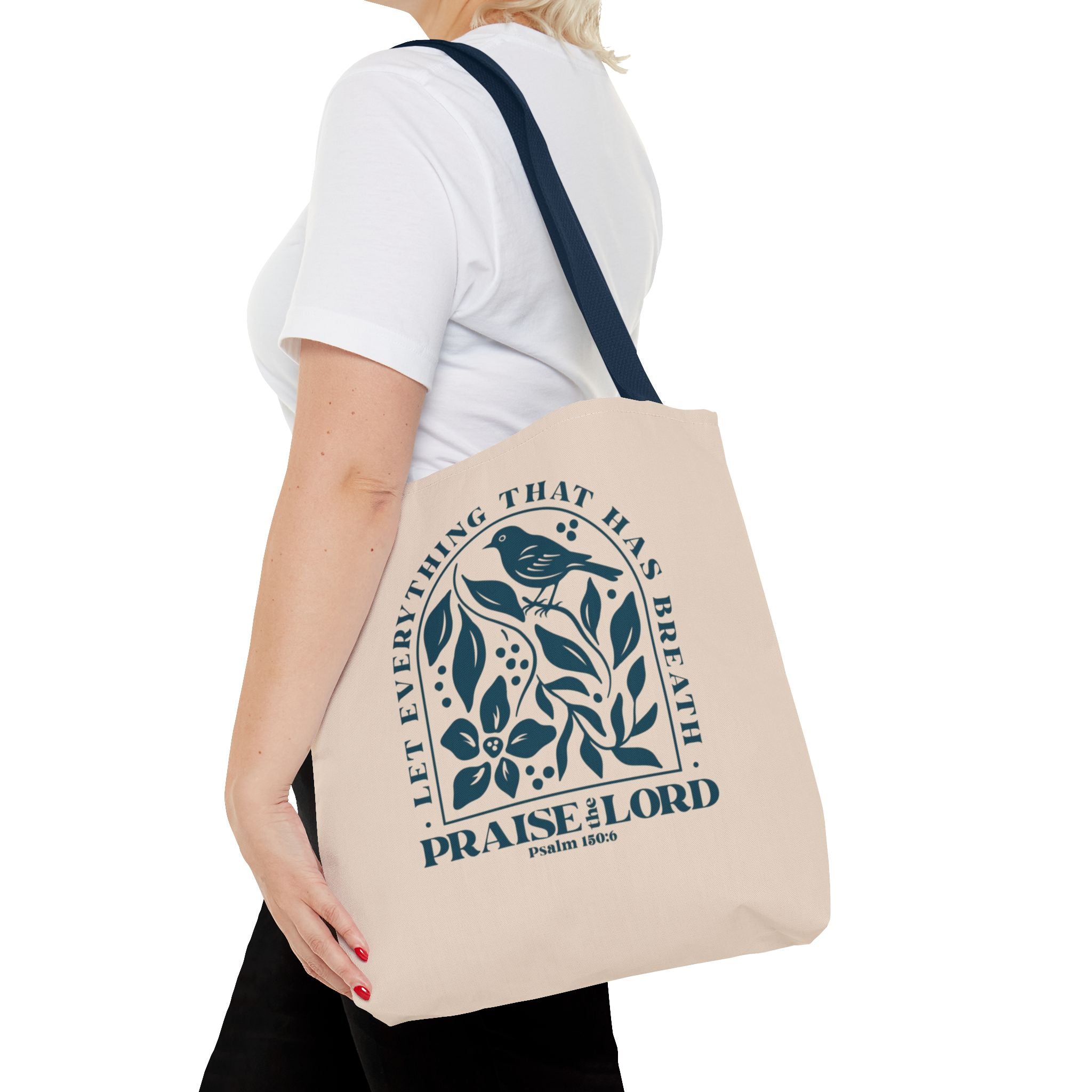 "Praise the Lord" Floral Psalm 150:6 Tote Bag