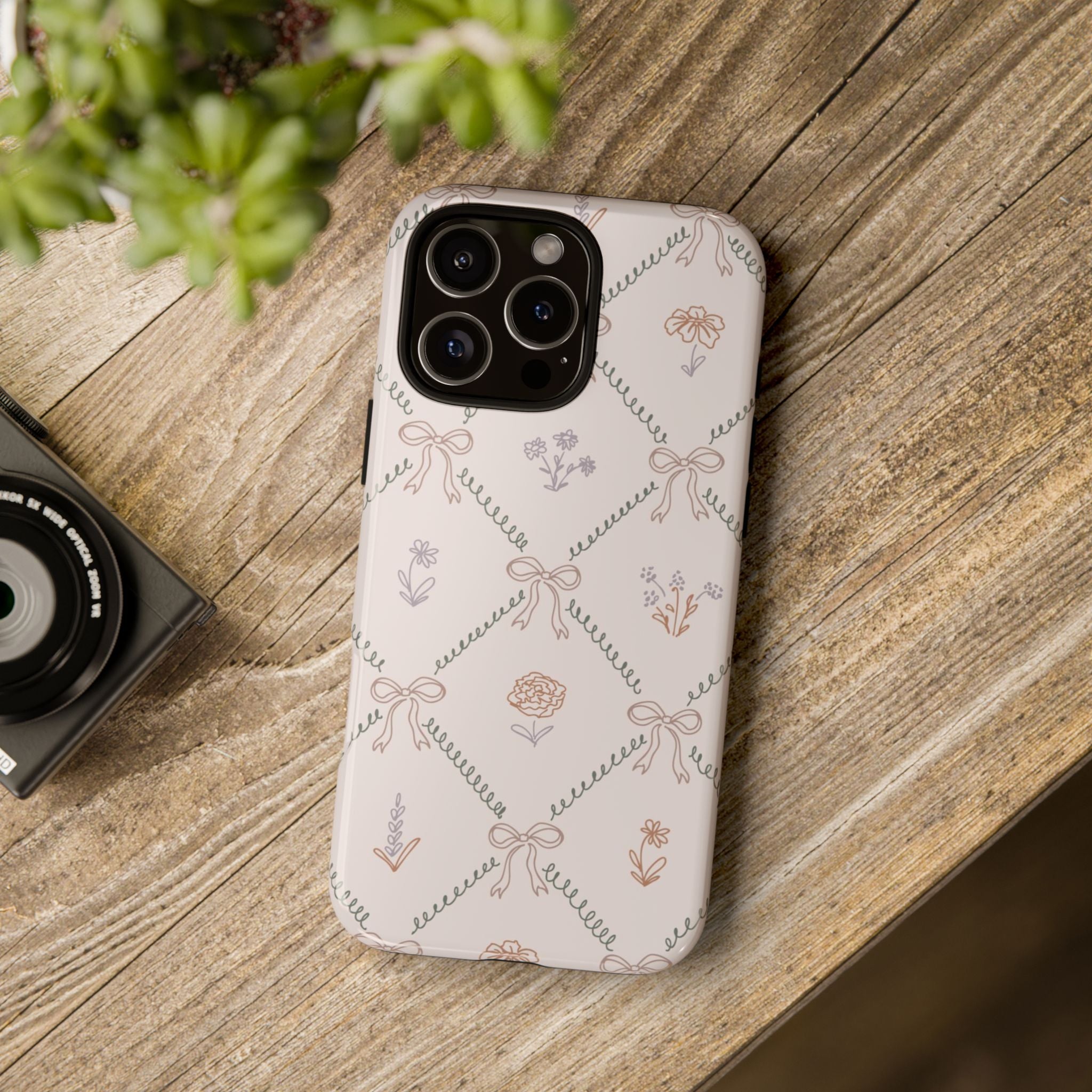 Floral Bow Pattern Tough iPhone Case