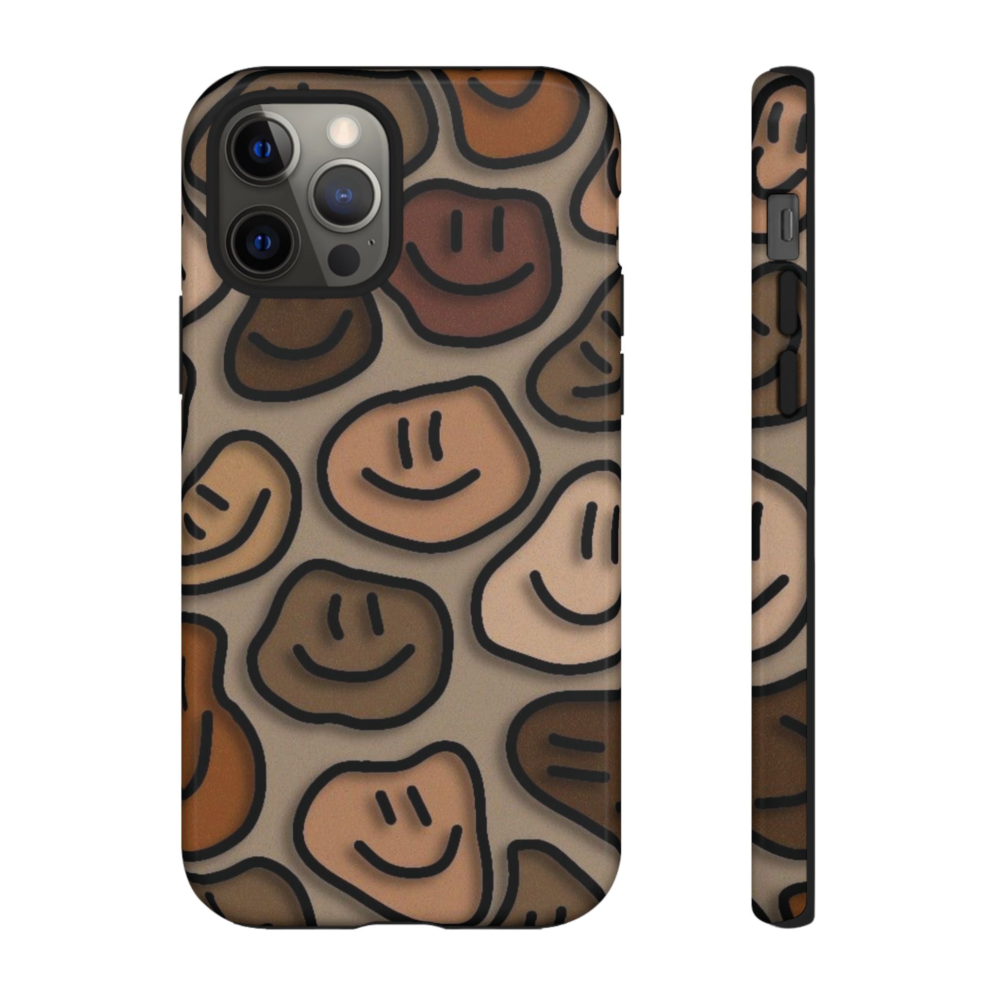 Smiley Faces iPhone Case — Neutral Brown Diverse Smiles Protective Cover