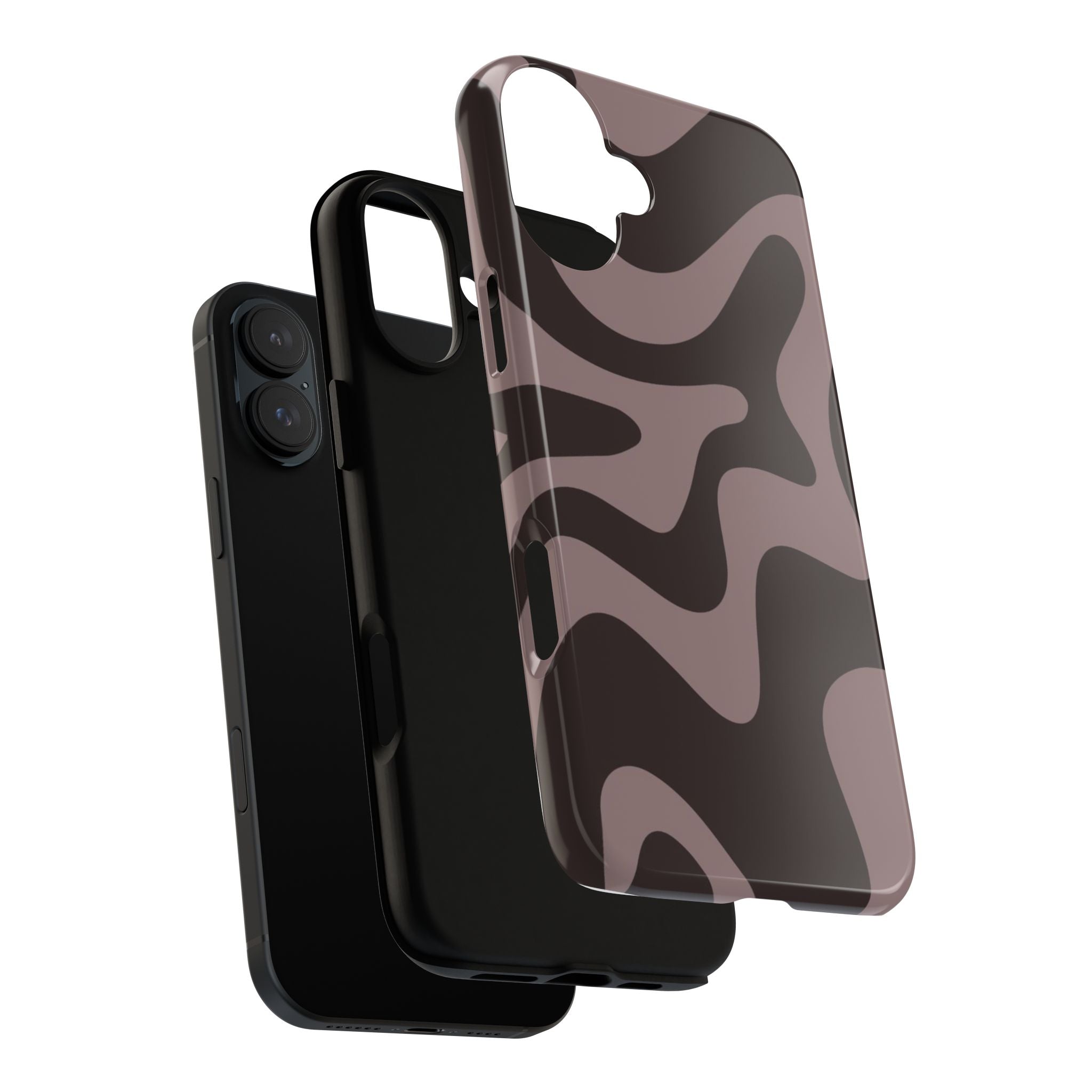 Camouflage Swirl iPhone Case — Matte Brown Abstract Camo Protective Cover