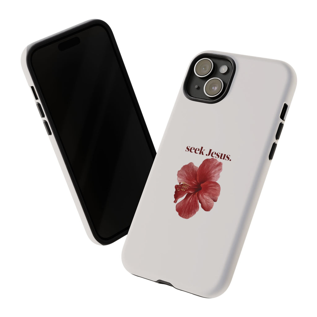 "seek Jesus." Floral Tough Protective Case