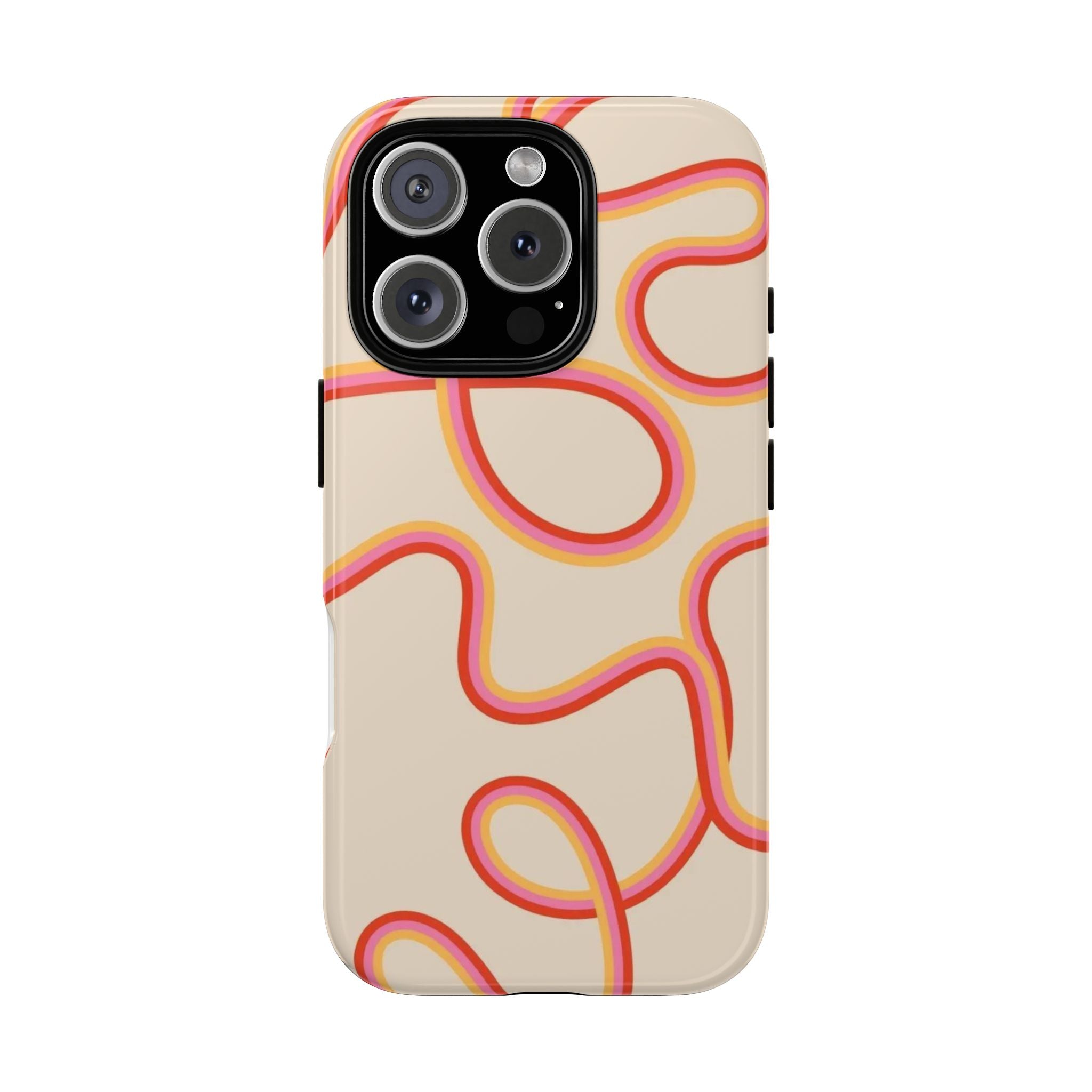 Retro Loop Pattern iPhone Case – Peach & Sunset Abstract Tough Case