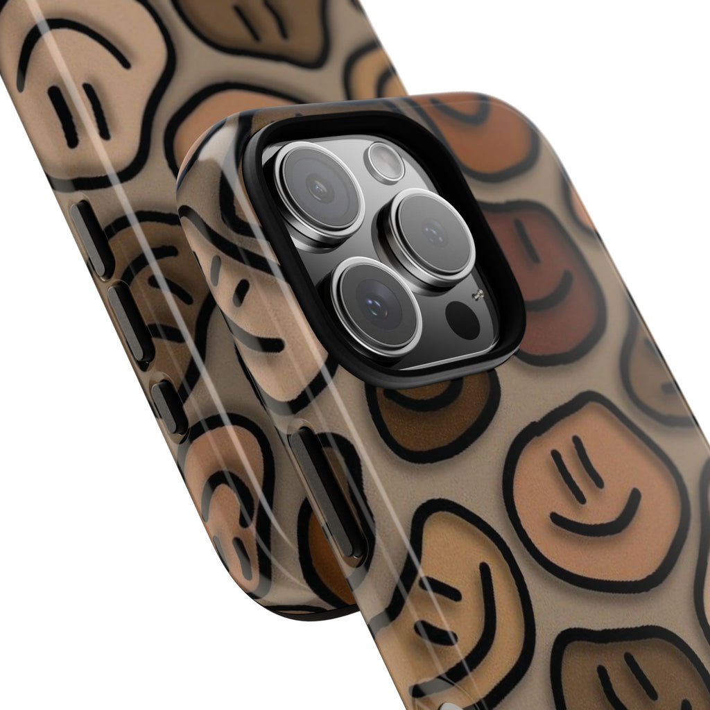 Smiley Faces iPhone Case — Neutral Brown Diverse Smiles Protective Cover
