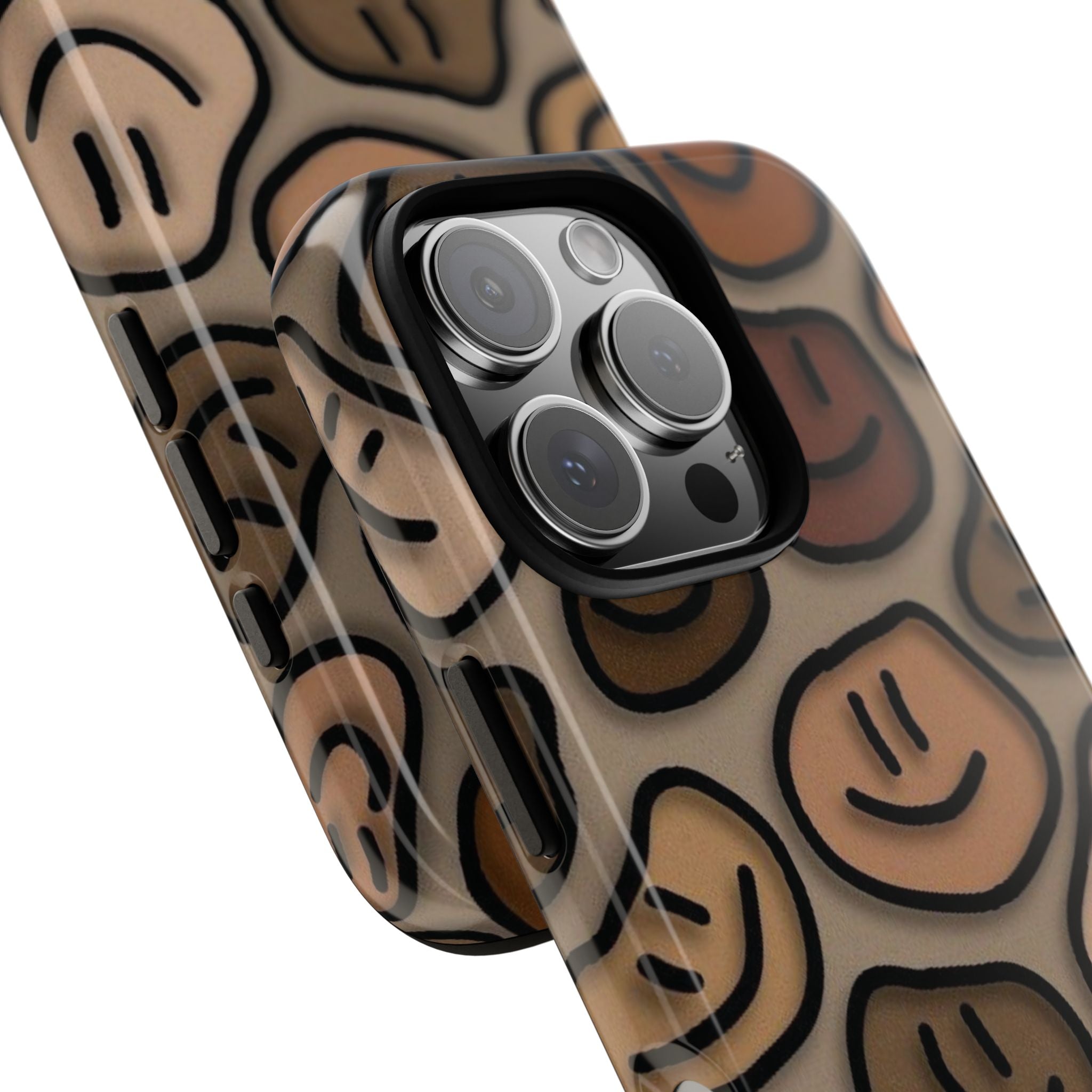 Smiley Faces iPhone Case — Neutral Brown Diverse Smiles Protective Cover