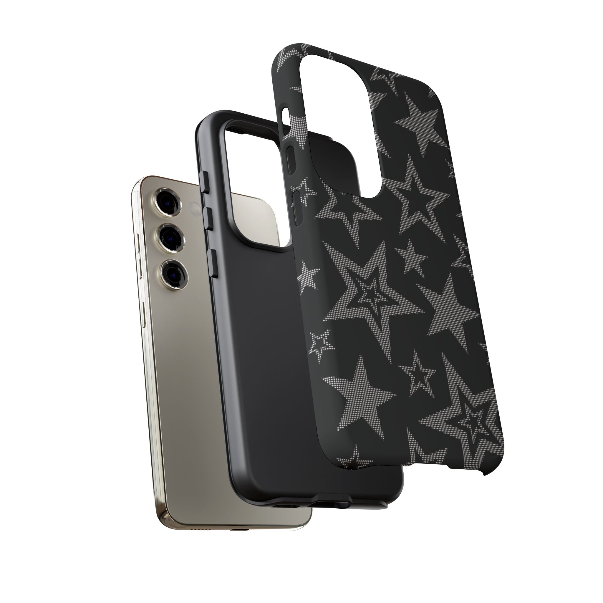 Black Star Pattern Tough Phone Case — Durable Protective Phone Cover
