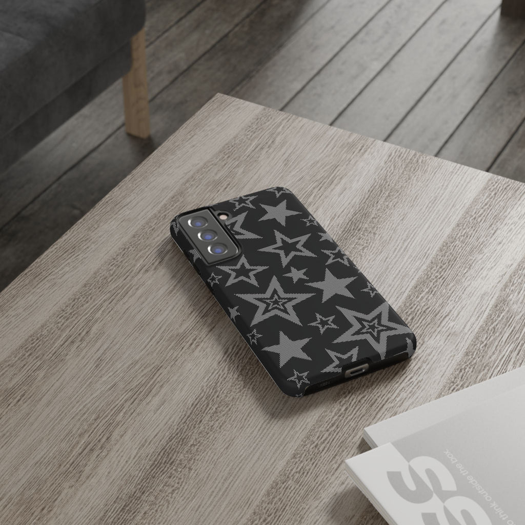 Black Star Pattern Tough Phone Case — Durable Protective Phone Cover
