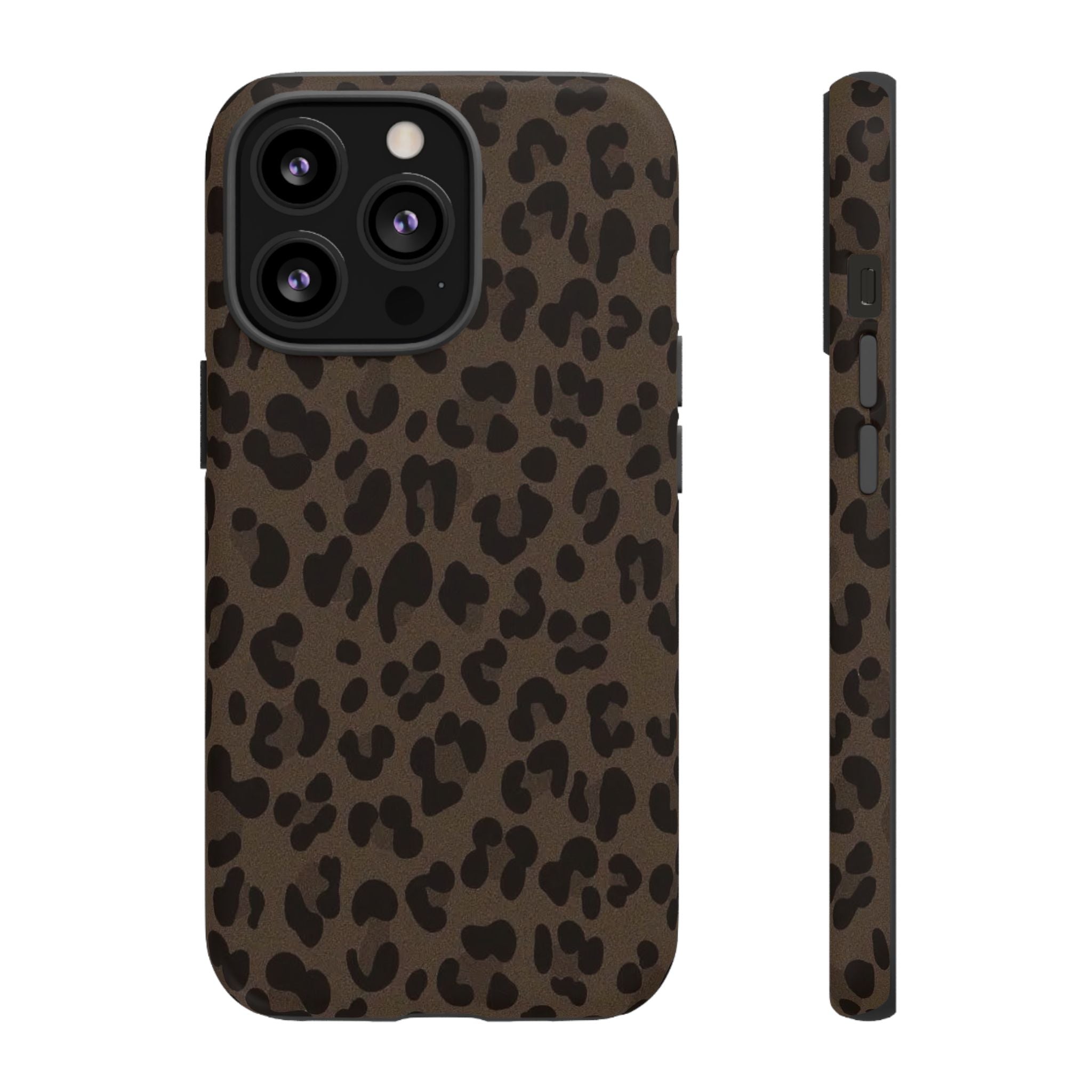 Leopard Print Tough iPhone Case — Durable Brown Animal Pattern Protective Cover