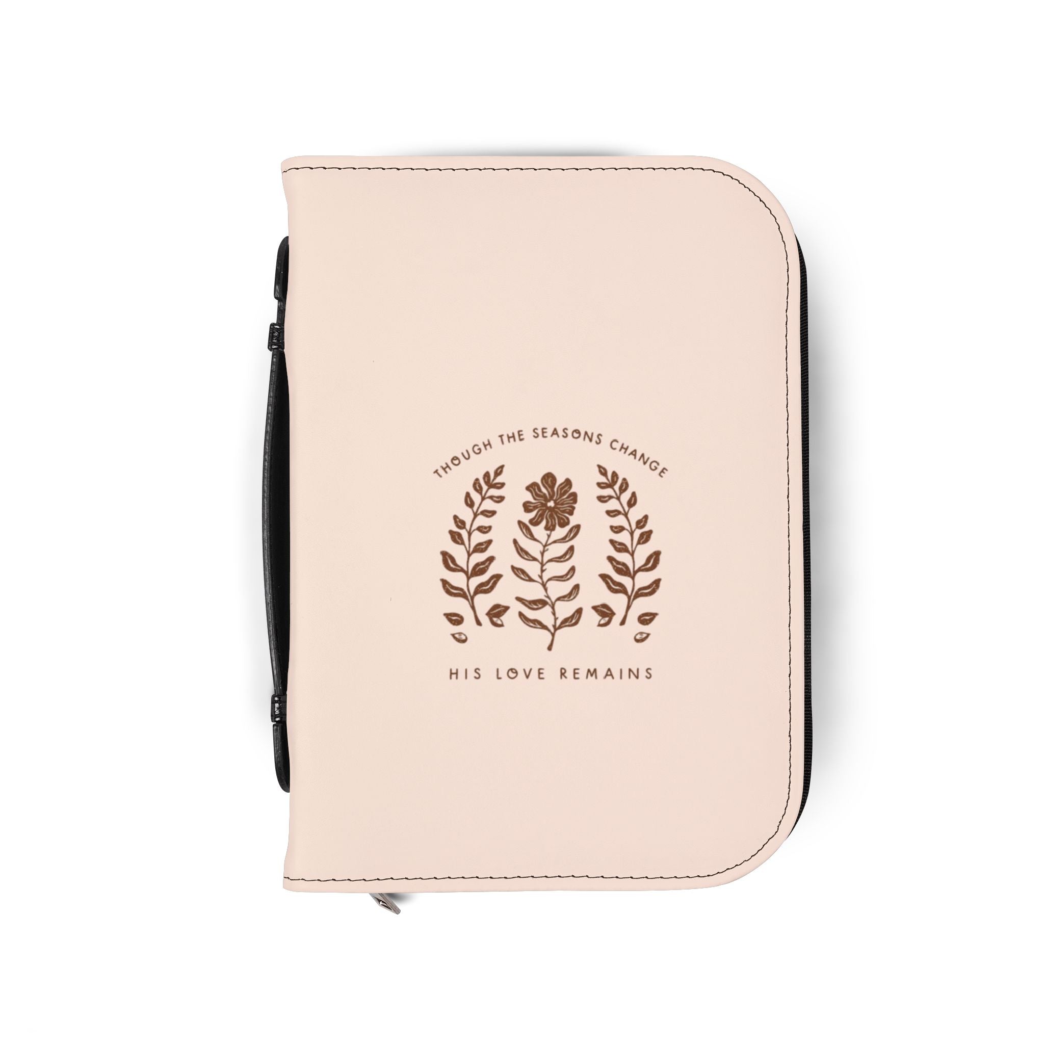 Bible Cover — "His Love Remains" Floral Zippered Bible Case