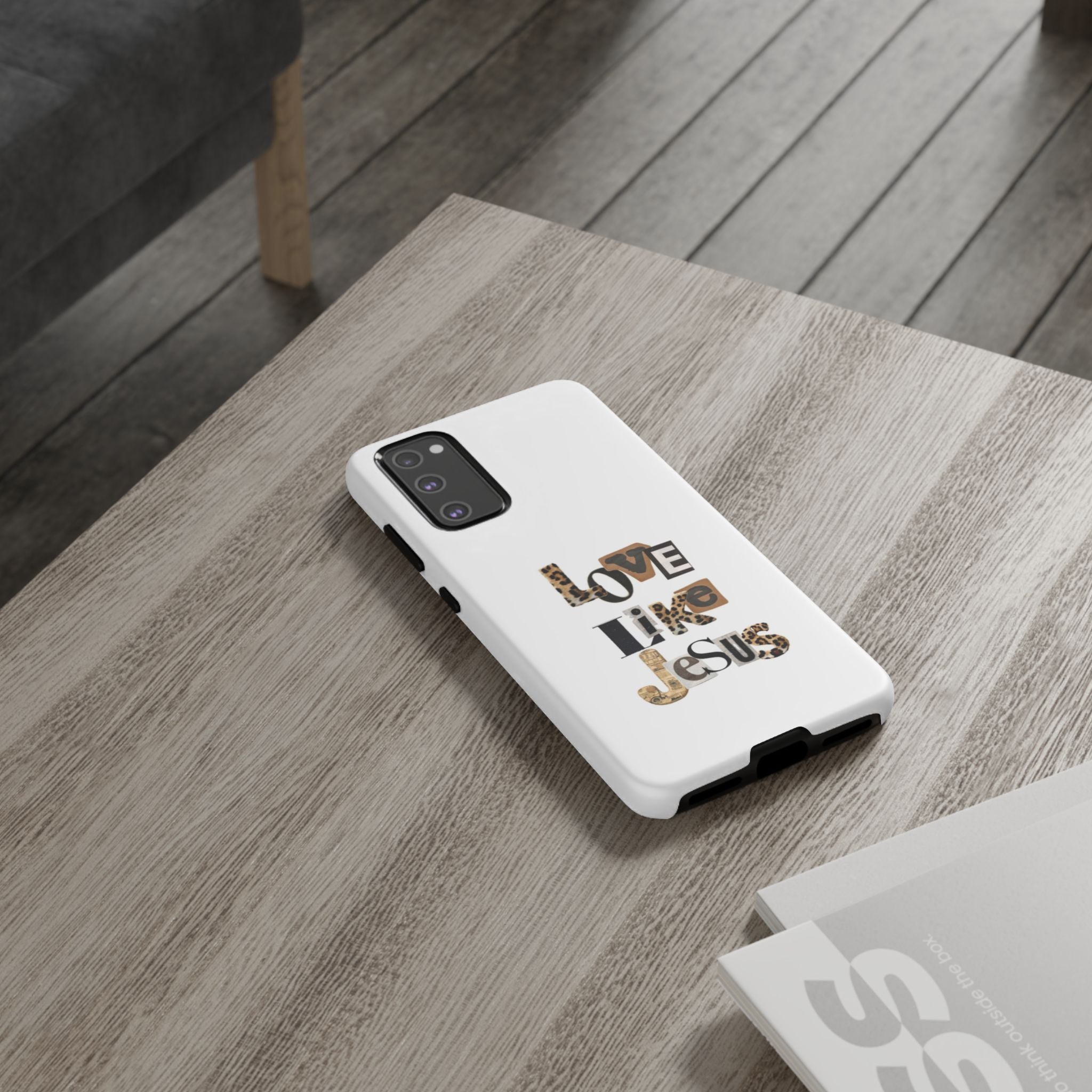 "Love Like Jesus" Leopard Print Christian Tough Phone Case