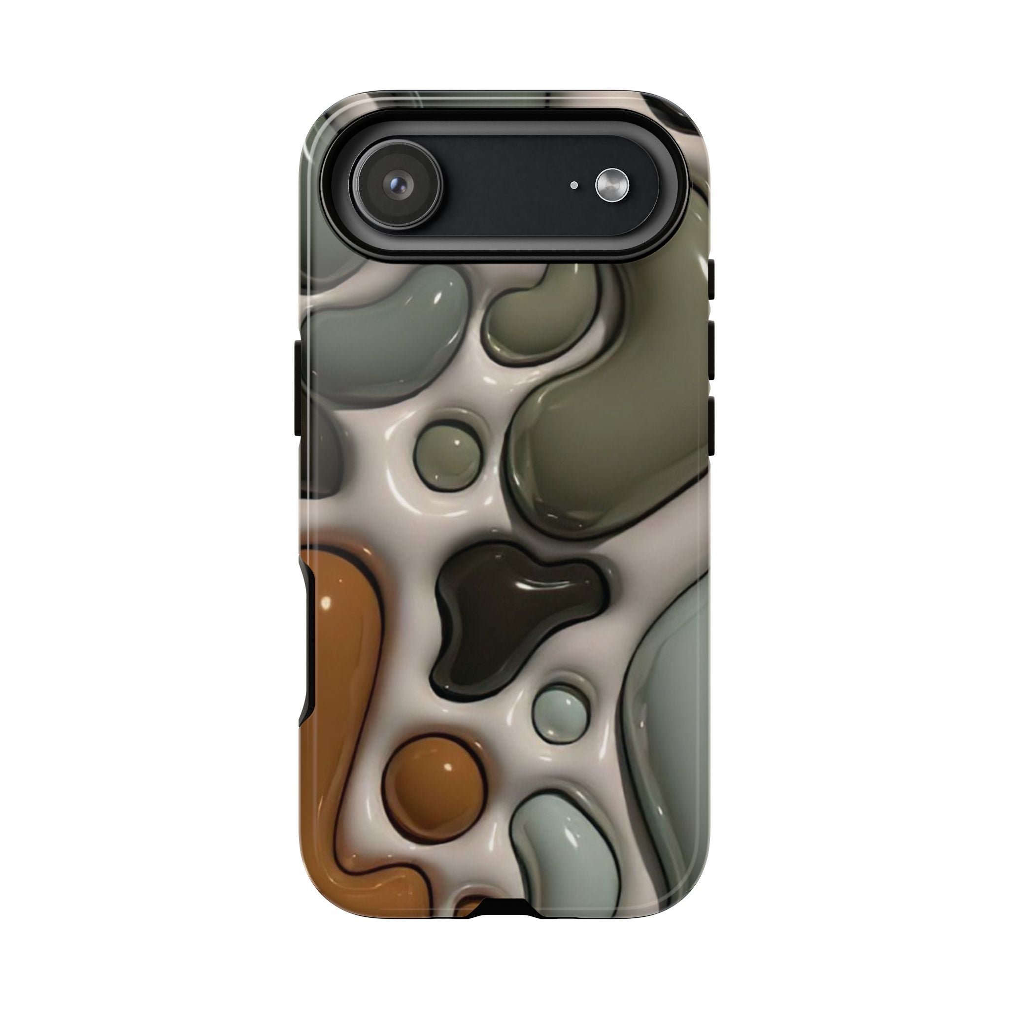 Abstract Pebble Pattern iPhone Case — Modern Organic Camouflage Tough Case