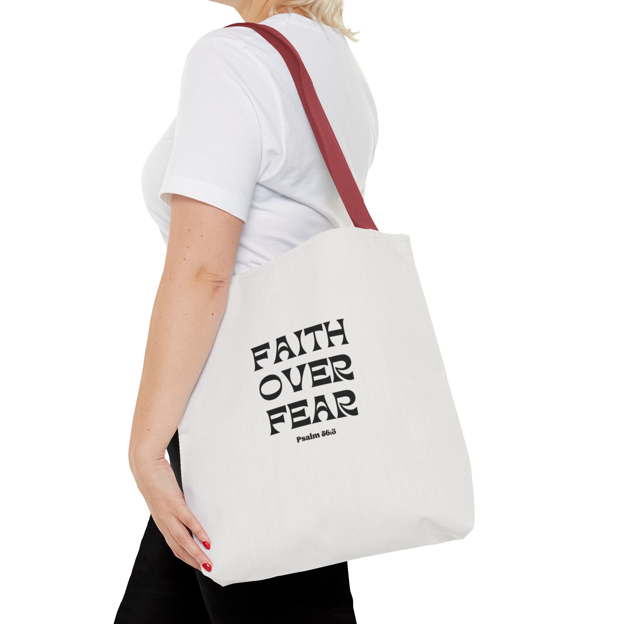 Faith Over Fear Tote Bag — Christian Inspirational Scripture Bag (Psalm 56:3)
