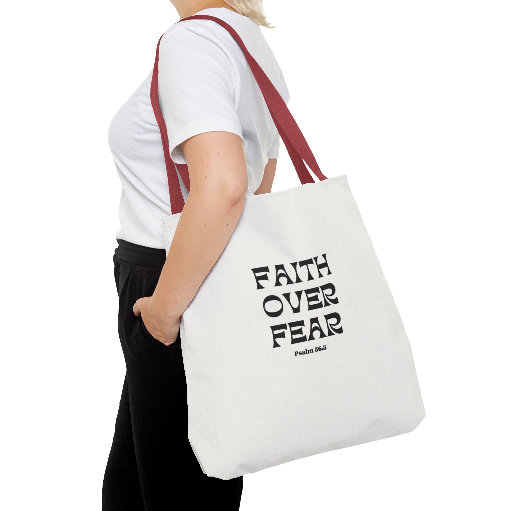 Faith Over Fear Tote Bag — Christian Inspirational Scripture Bag (Psalm 56:3)