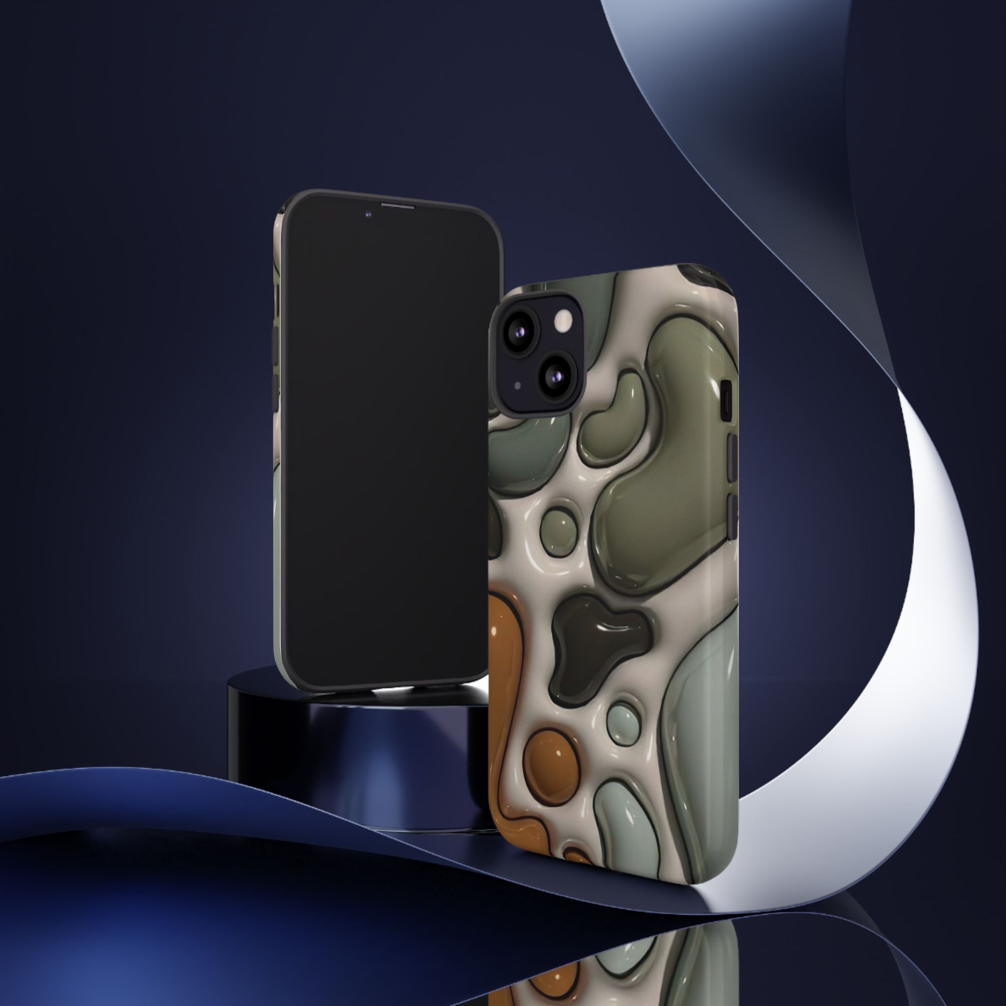 Abstract Pebble Pattern iPhone Case — Modern Organic Camouflage Tough Case