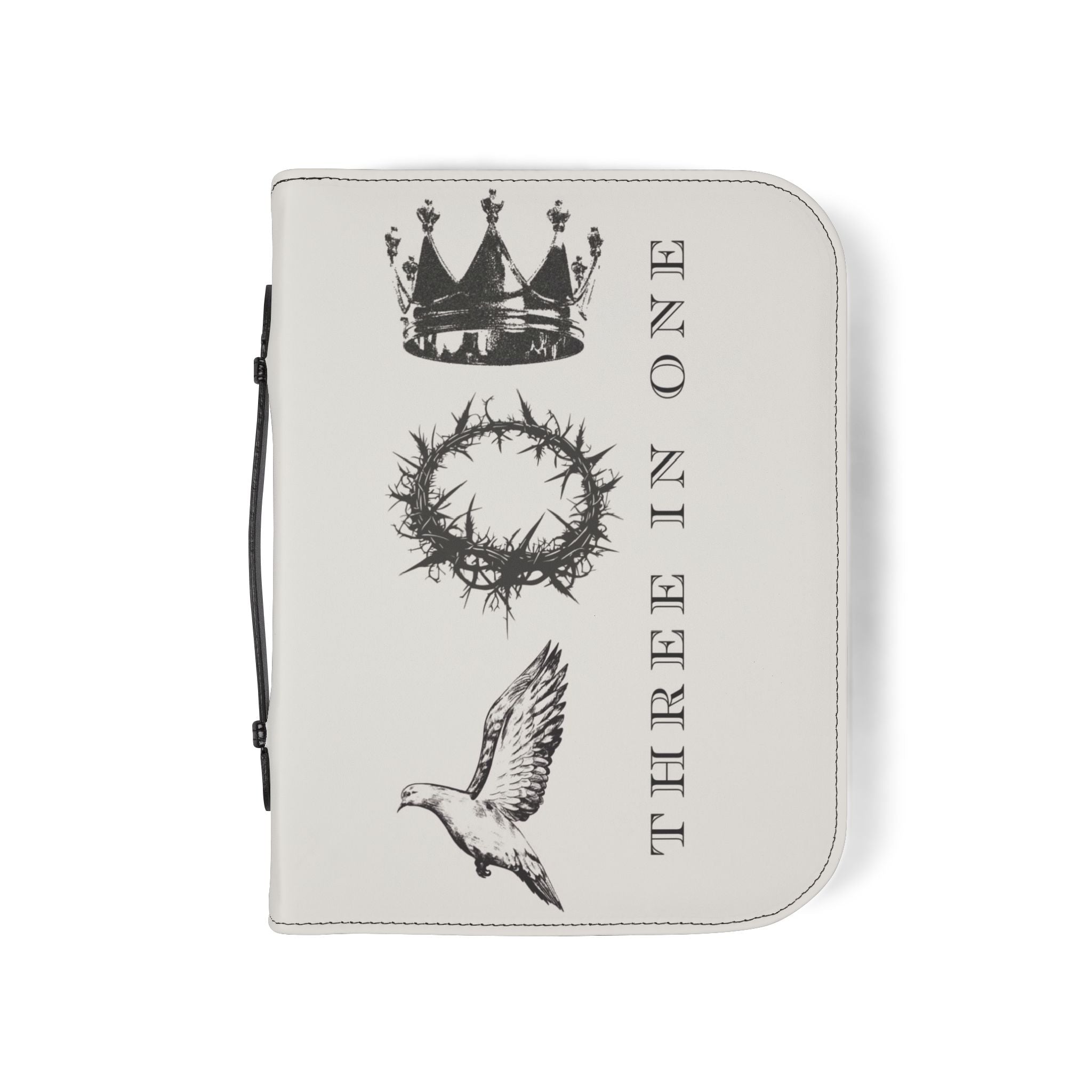 "Three In One" Bible Cover — Crown, Crown of Thorns & Dove  Zippered Case Cover