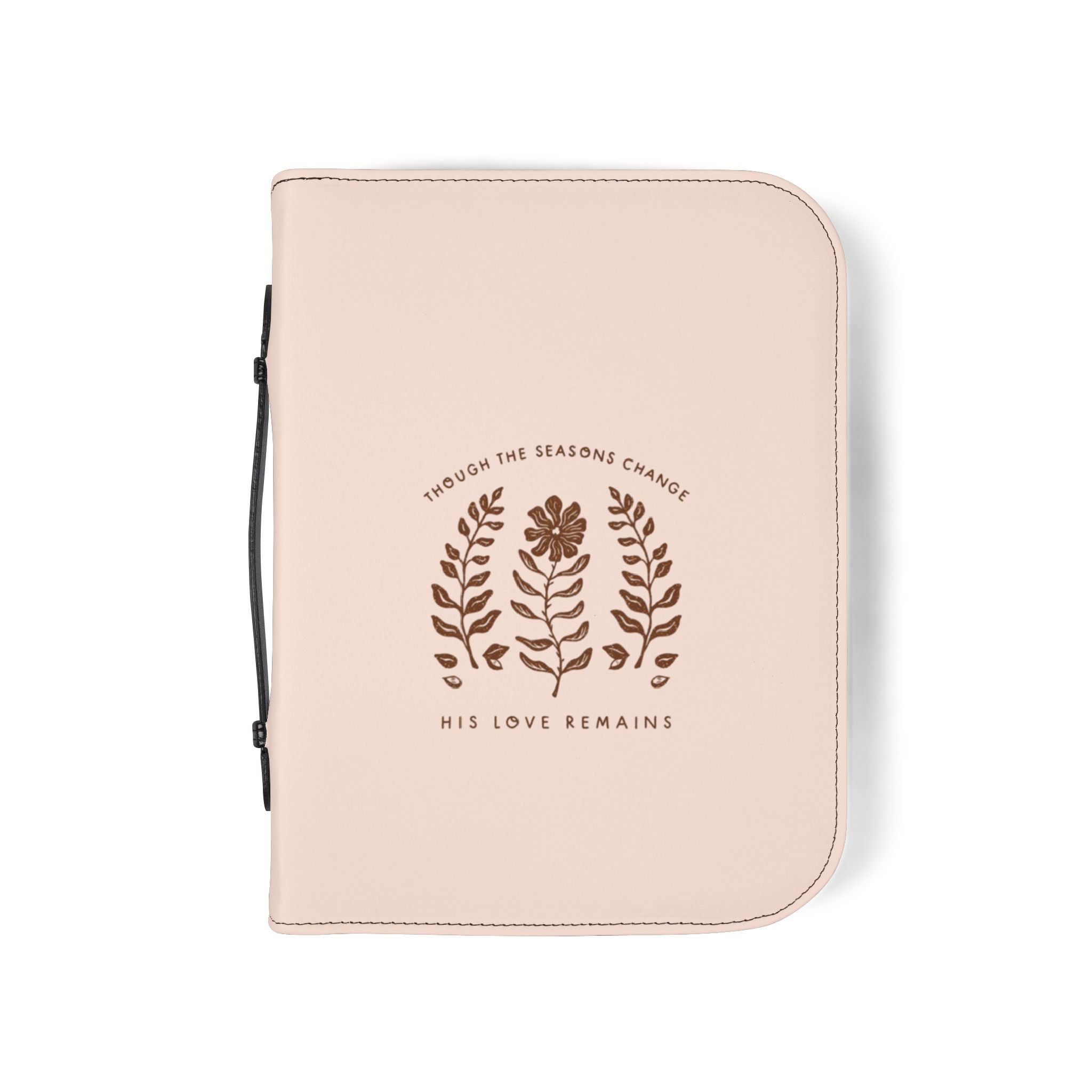Bible Cover — "His Love Remains" Floral Zippered Bible Case