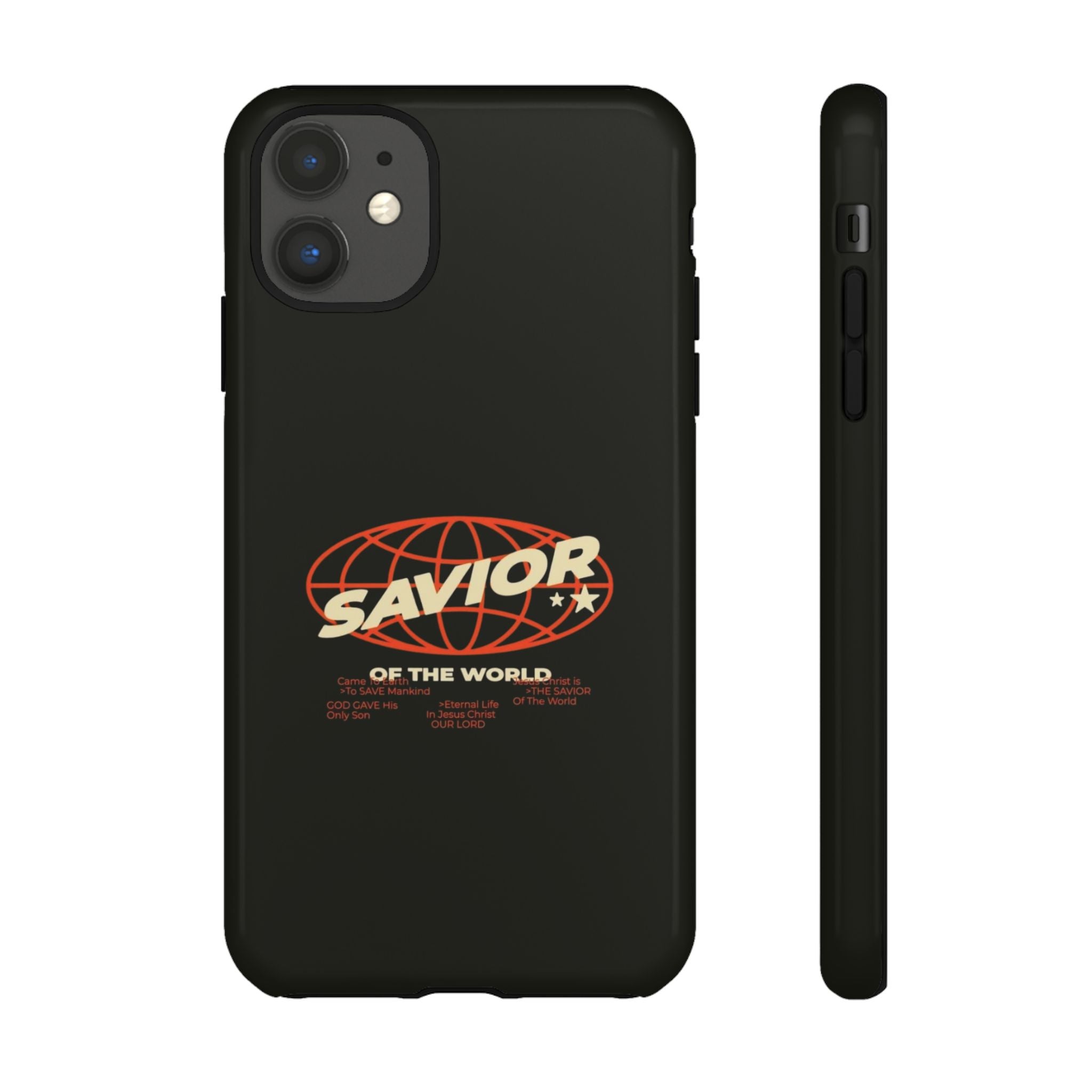 Savior of the World Black Protective Phone Case — Retro Globe Design