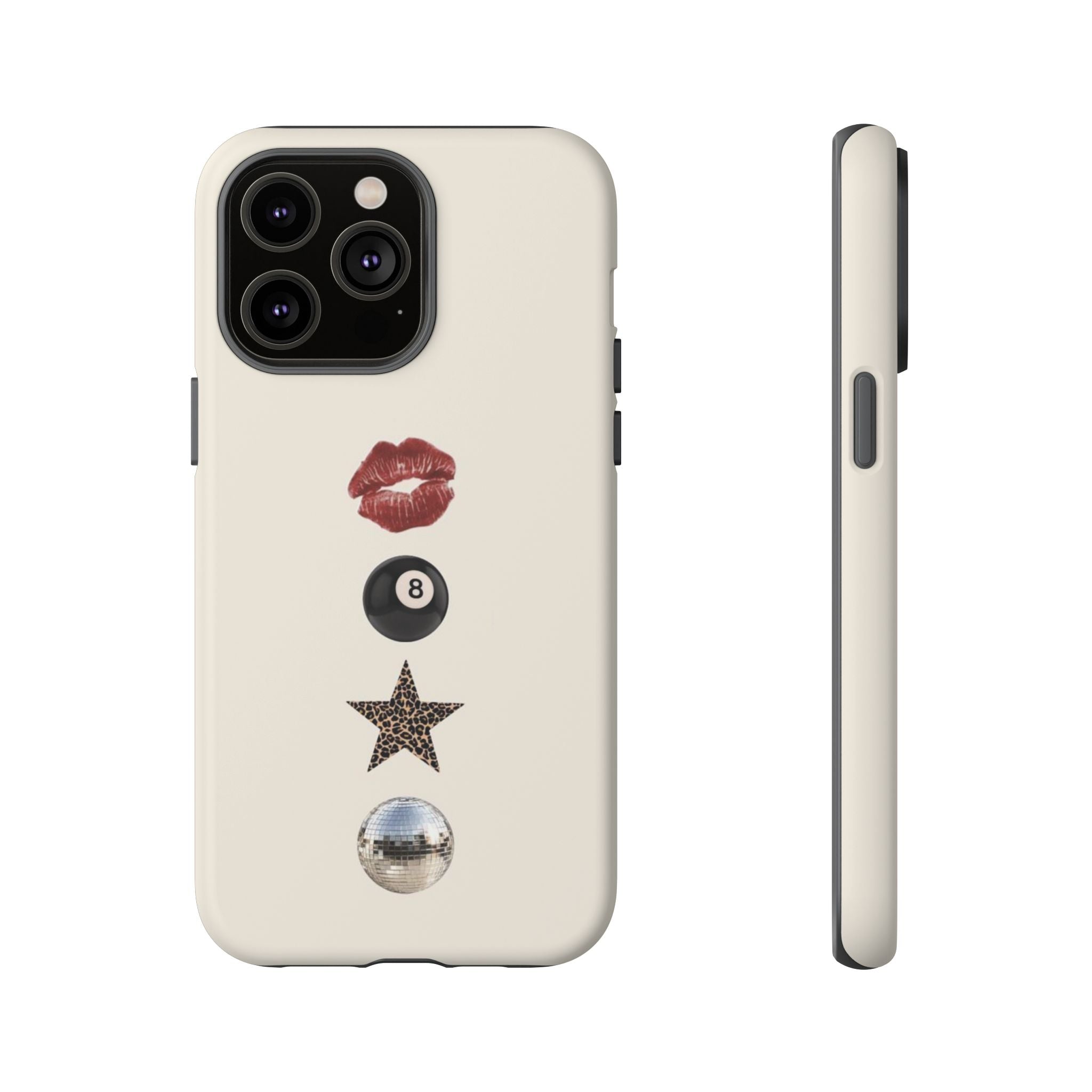Kiss 8-Ball Star iPhone Case – Trendy Minimalist Protective Cover