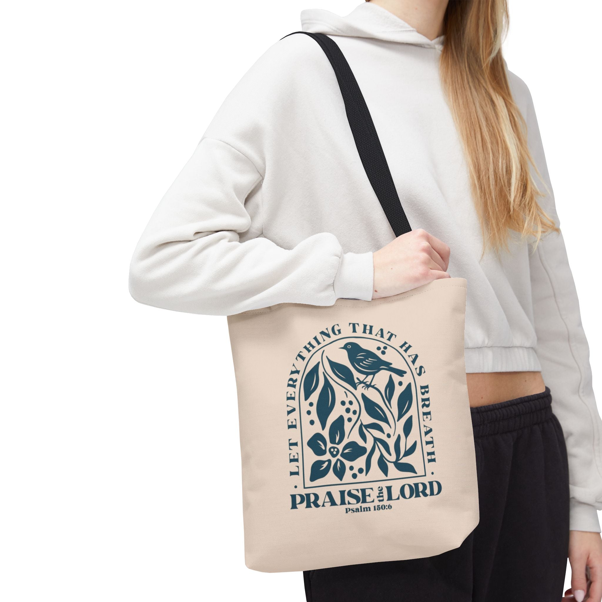 "Praise the Lord" Floral Psalm 150:6 Tote Bag