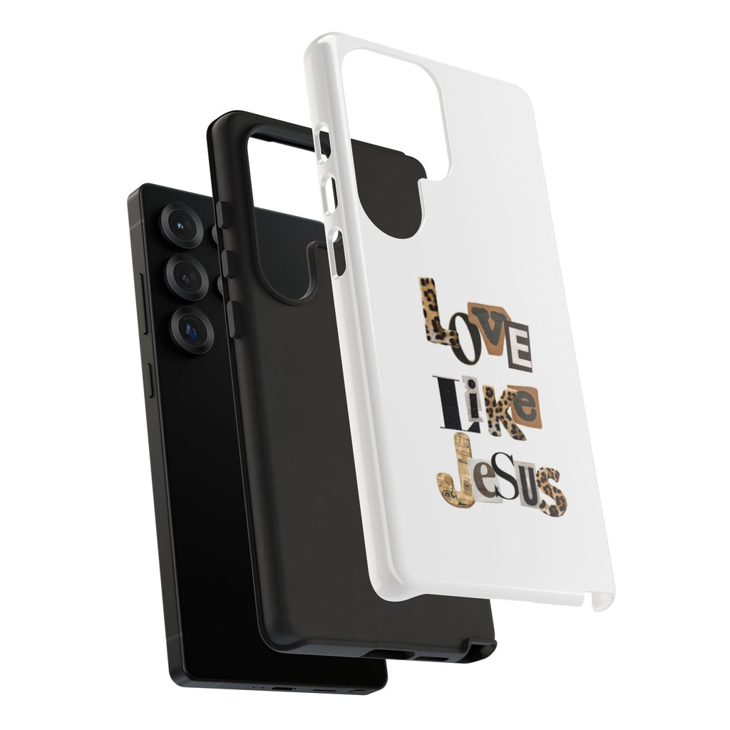 "Love Like Jesus" Leopard Print Christian Tough Phone Case