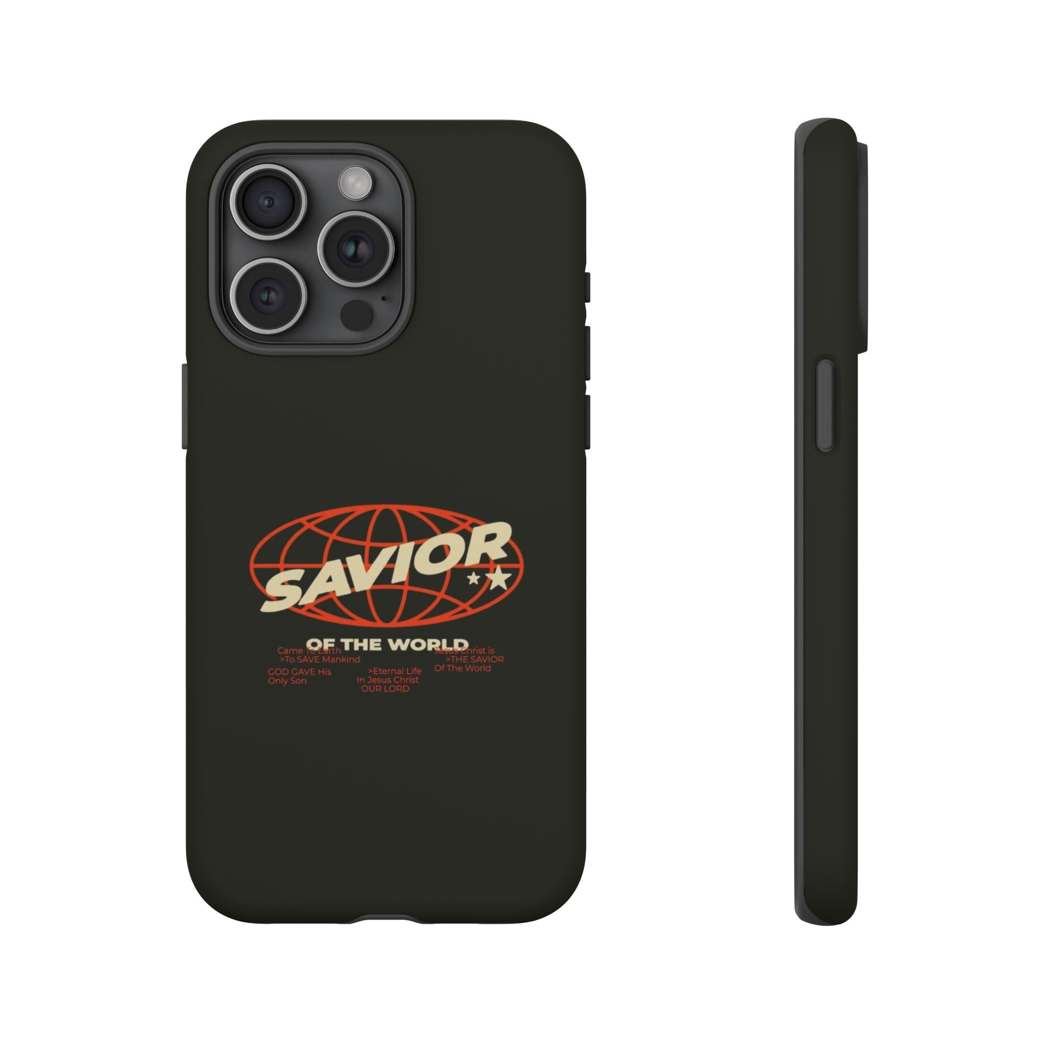 Savior of the World Black Protective Phone Case — Retro Globe Design