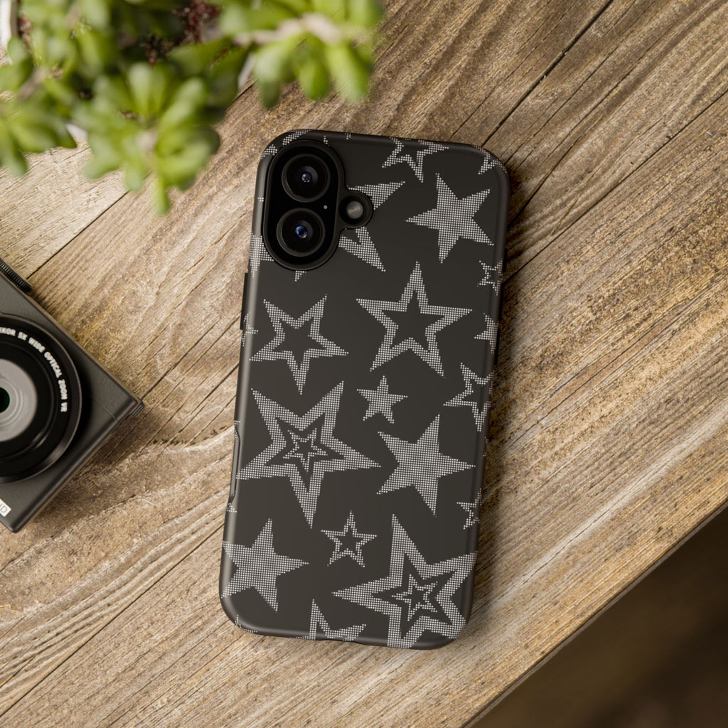 Black Star Pattern Tough Phone Case — Durable Protective Phone Cover