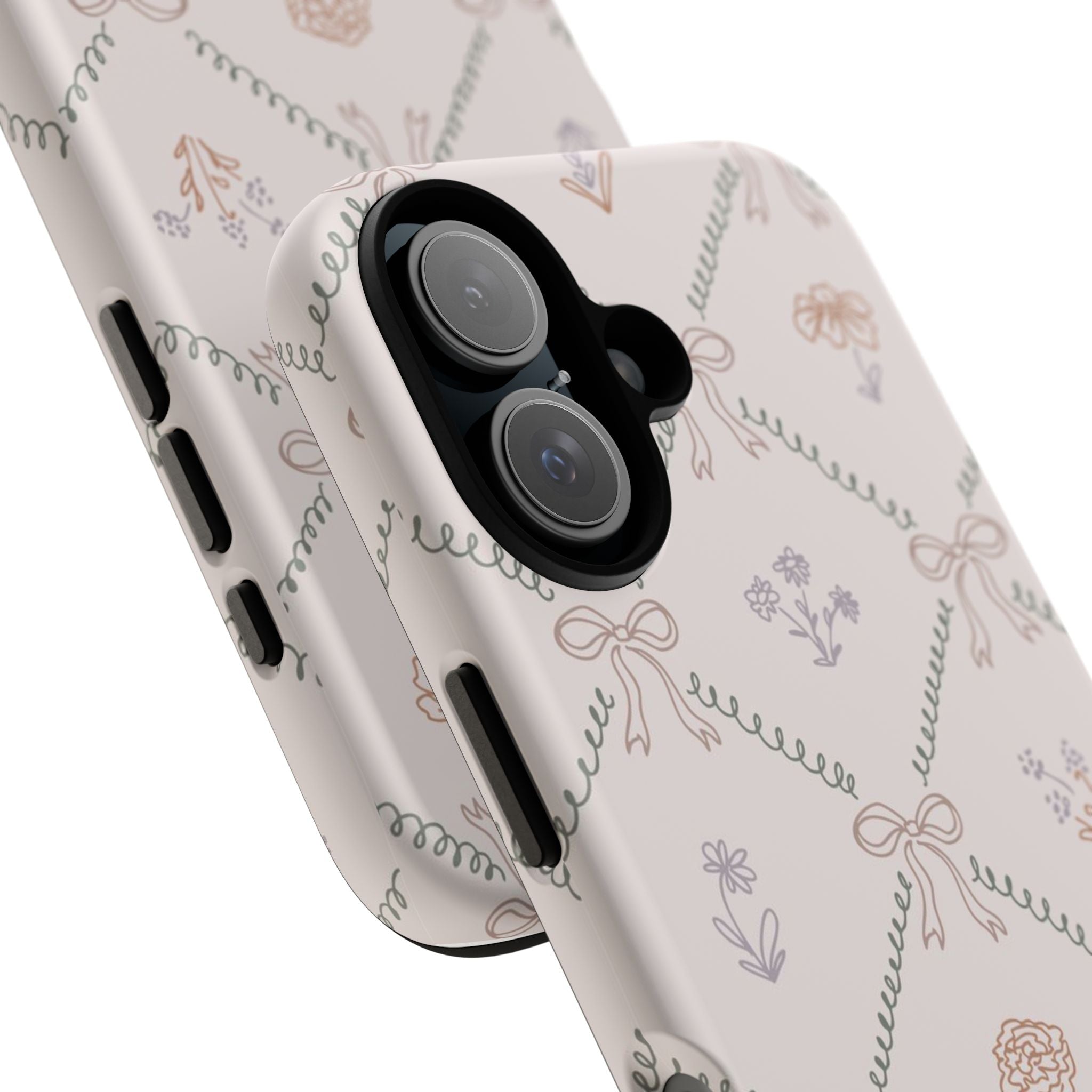Floral Bow Pattern Tough iPhone Case