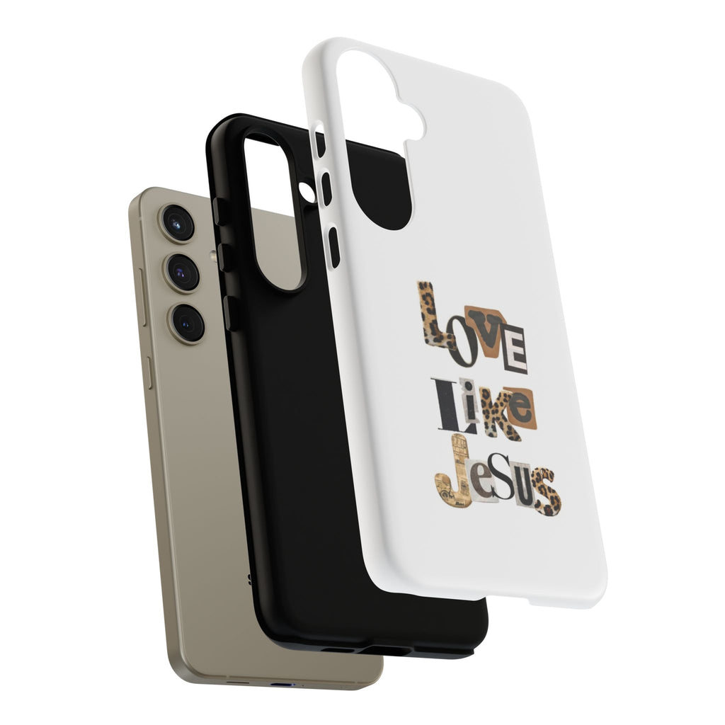 "Love Like Jesus" Leopard Print Christian Tough Phone Case