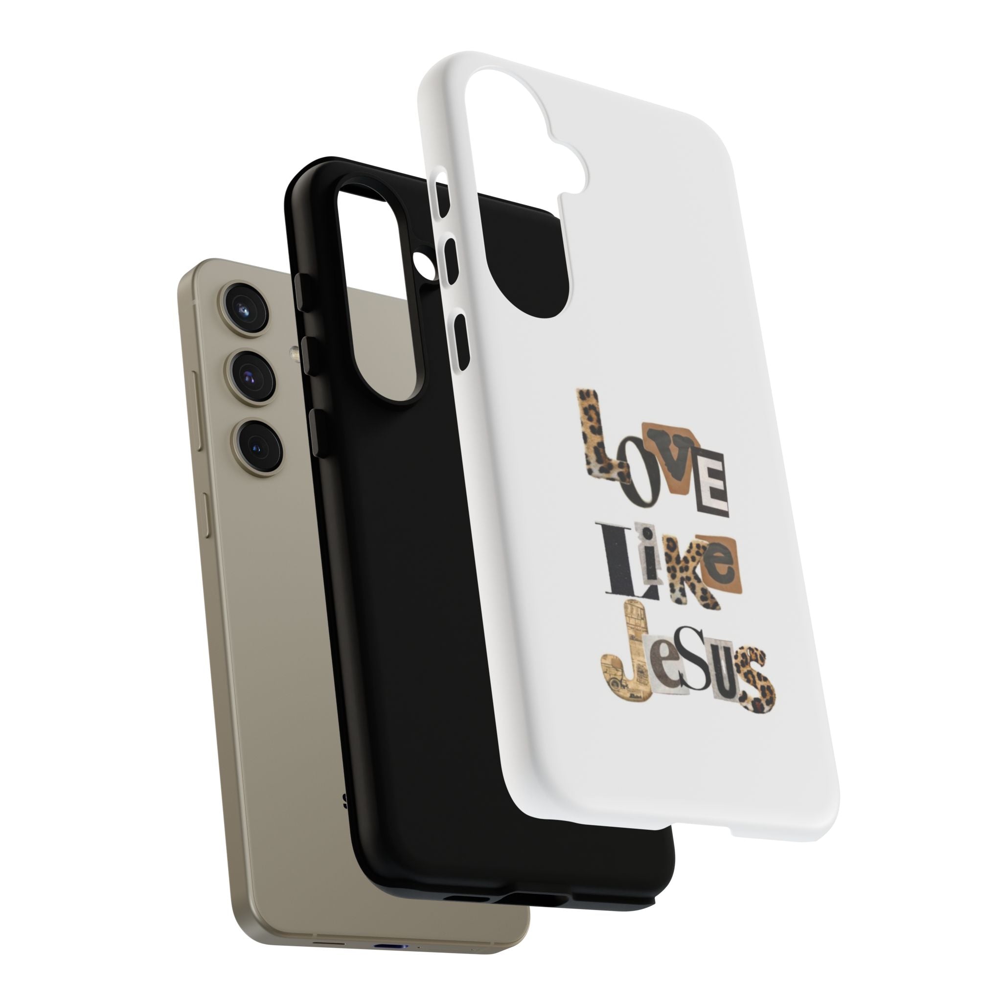 "Love Like Jesus" Leopard Print Christian Tough Phone Case
