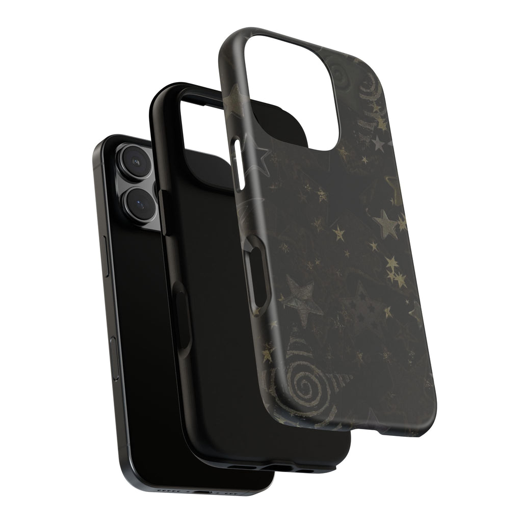 Black Starry iPhone Case – Protective Tough Case with Subtle Galaxy Pattern