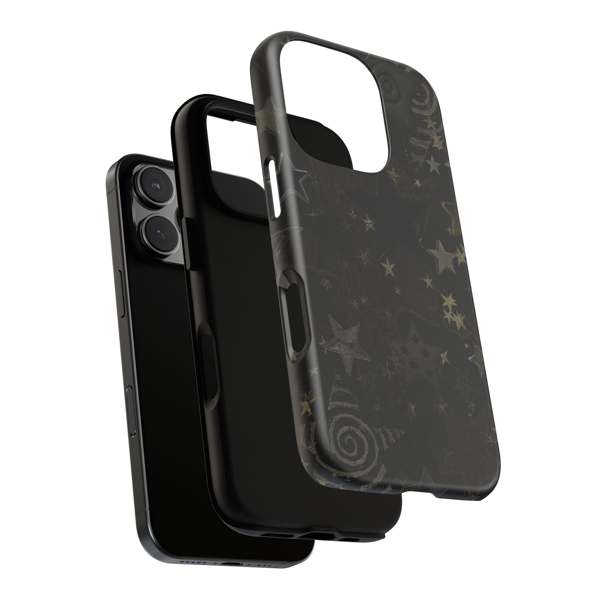 Black Starry iPhone Case – Protective Tough Case with Subtle Galaxy Pattern