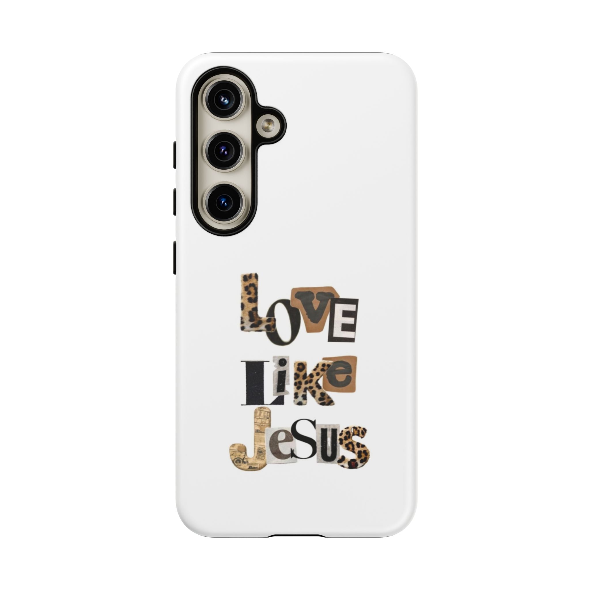 "Love Like Jesus" Leopard Print Christian Tough Phone Case