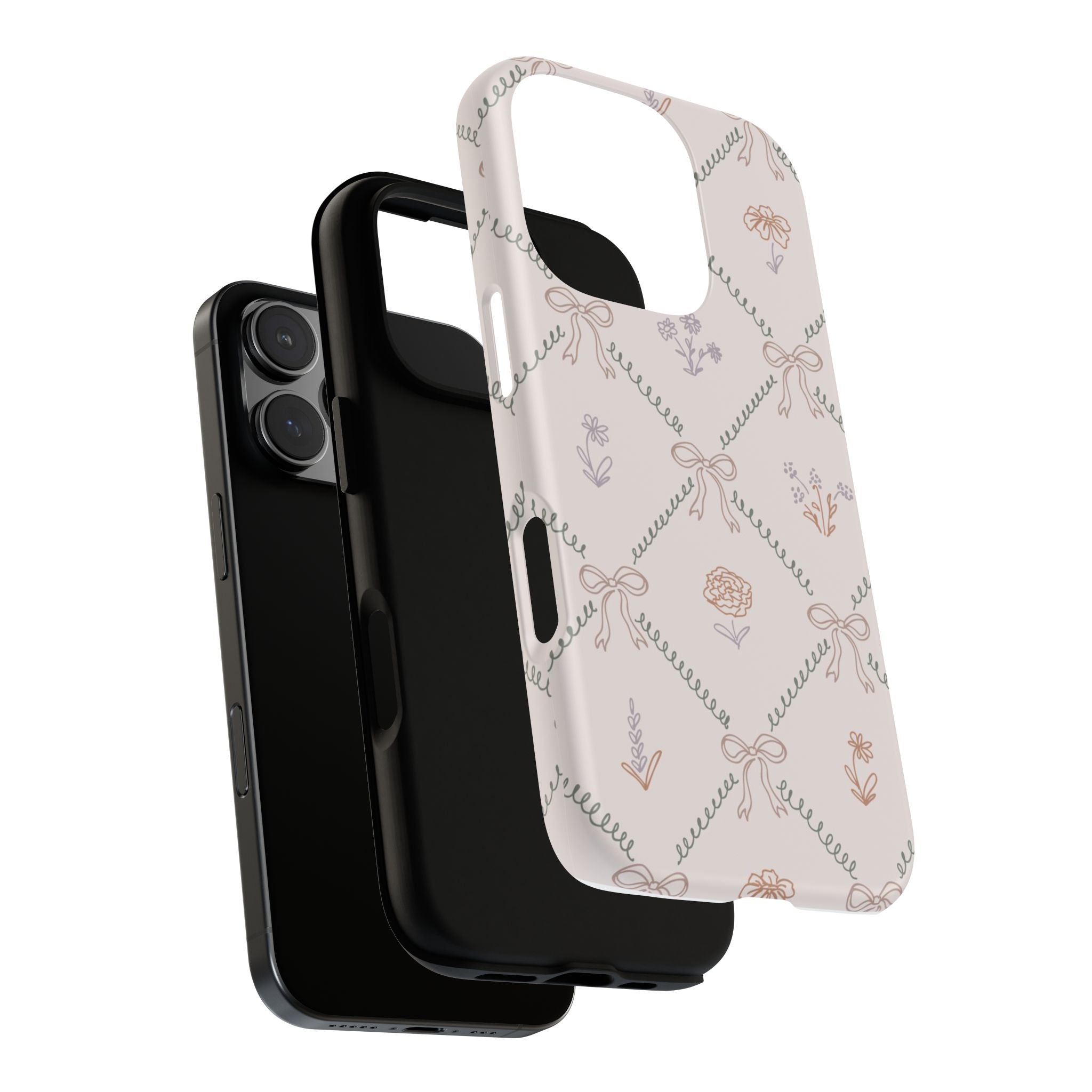 Floral Bow Pattern Tough iPhone Case