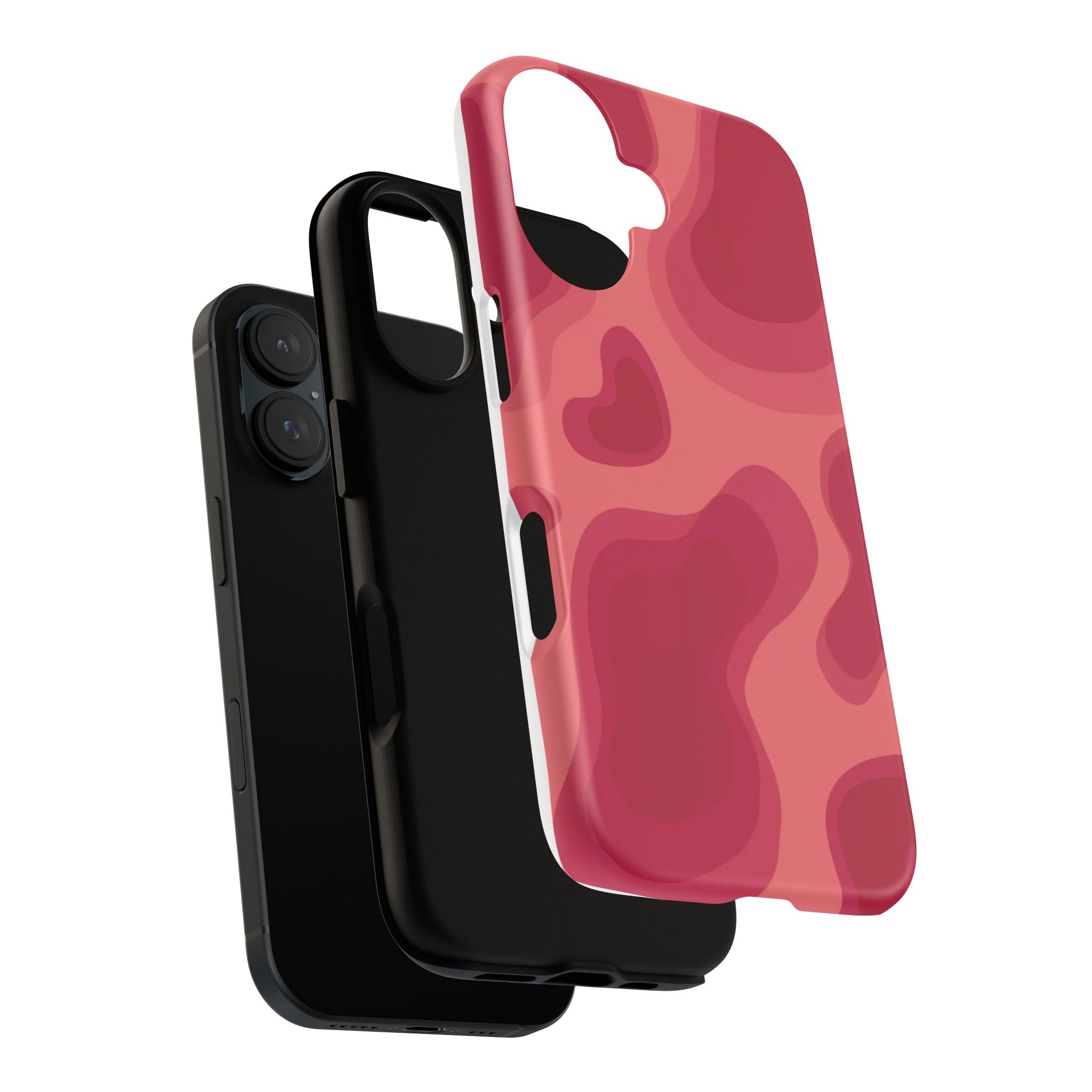 Red Pink Camo iPhone Case — Abstract Heart Pattern Tough Protective Cover