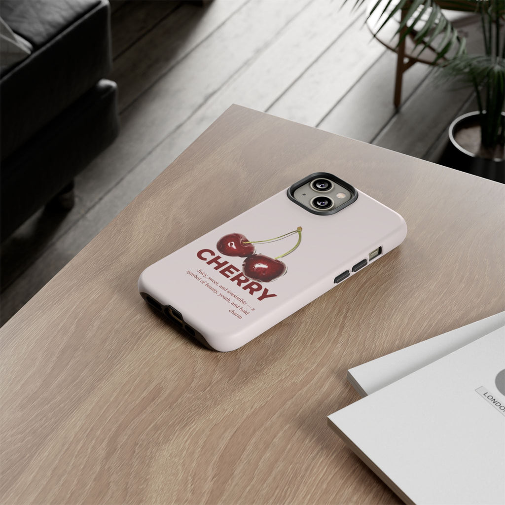 Cherry Vintage iPhone Case — Retro Cherry Illustration with 'CHERRY' Text