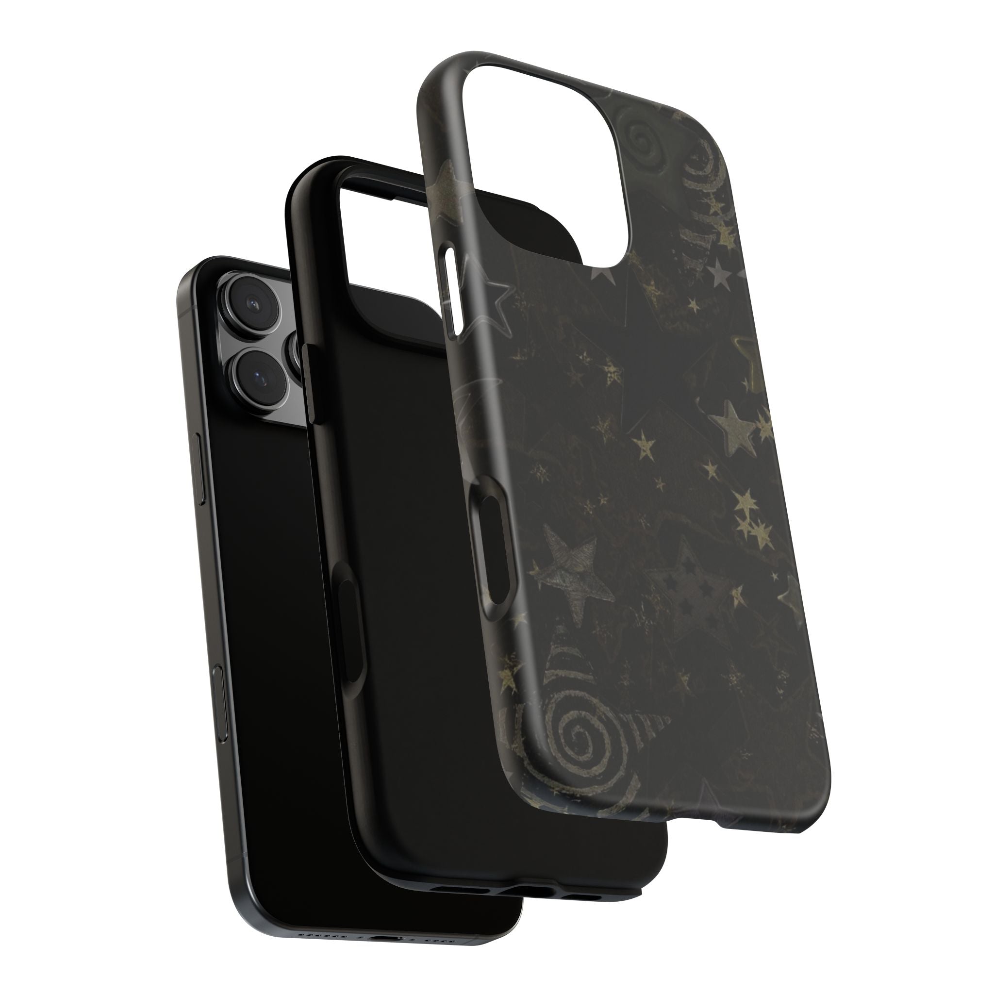 Black Starry iPhone Case – Protective Tough Case with Subtle Galaxy Pattern