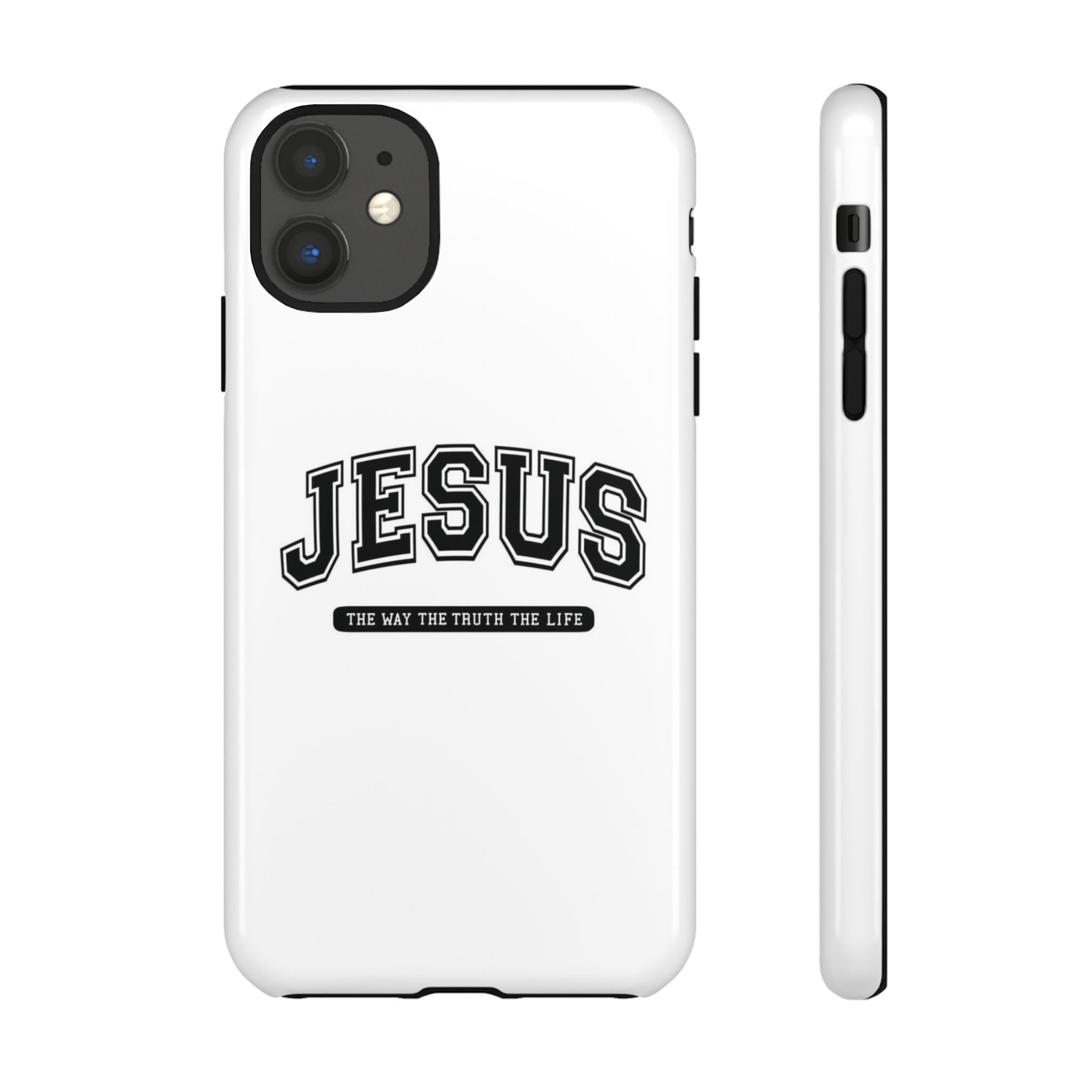 Jesus varsity phone case — 'Jesus: The Way The Truth The Life' tough protective cover