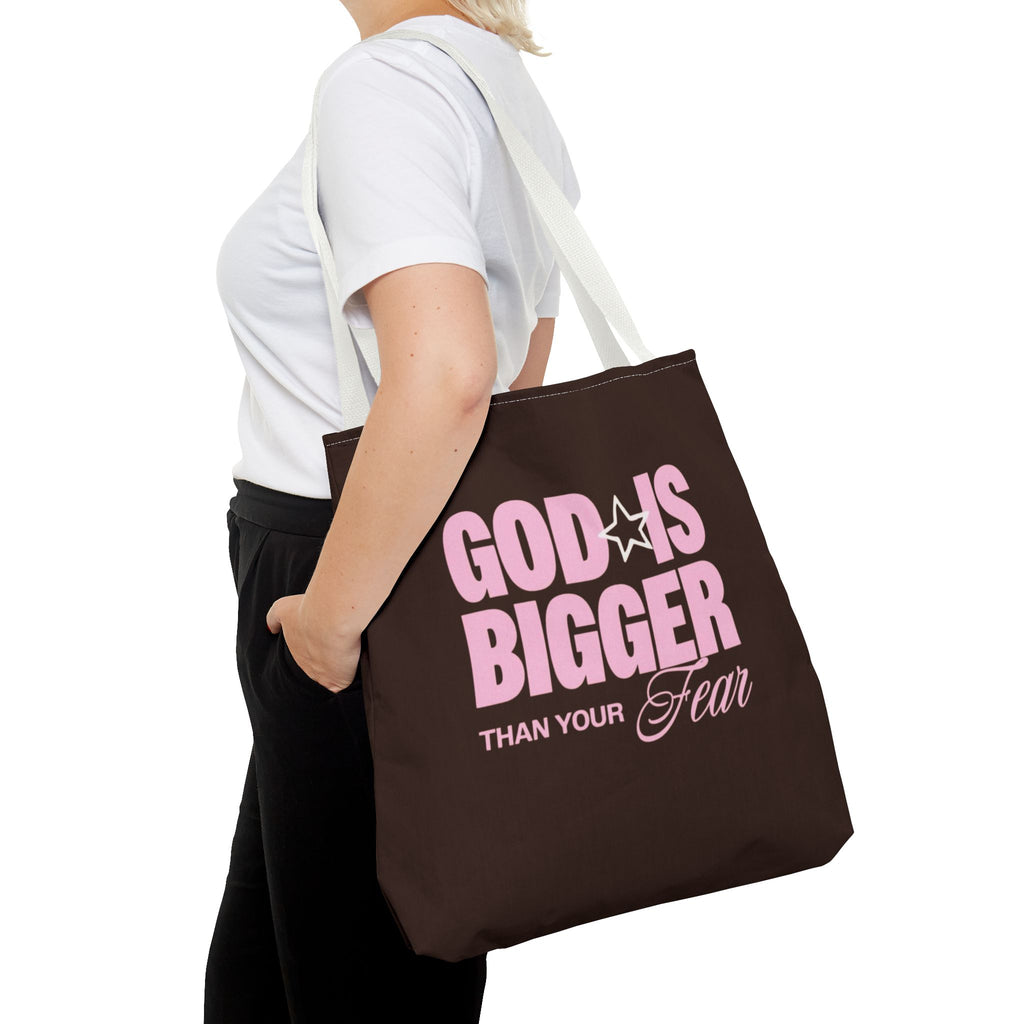 "God Is Bigger Than Your Fear" Scripture Quote Tote Bag