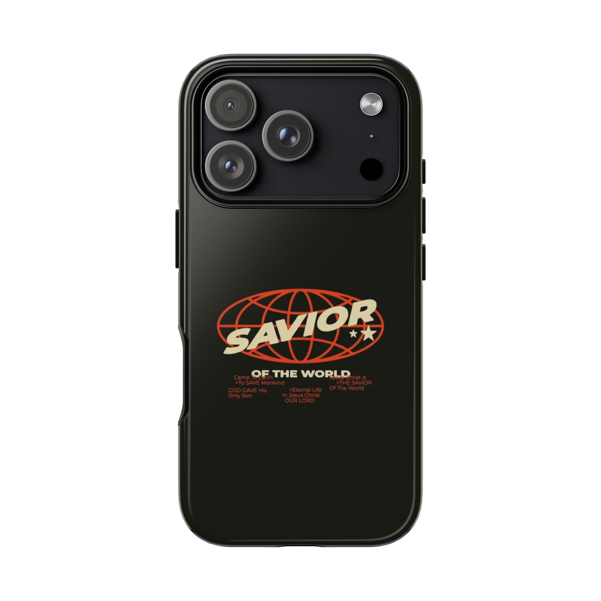 Savior of the World Black Protective Phone Case — Retro Globe Design
